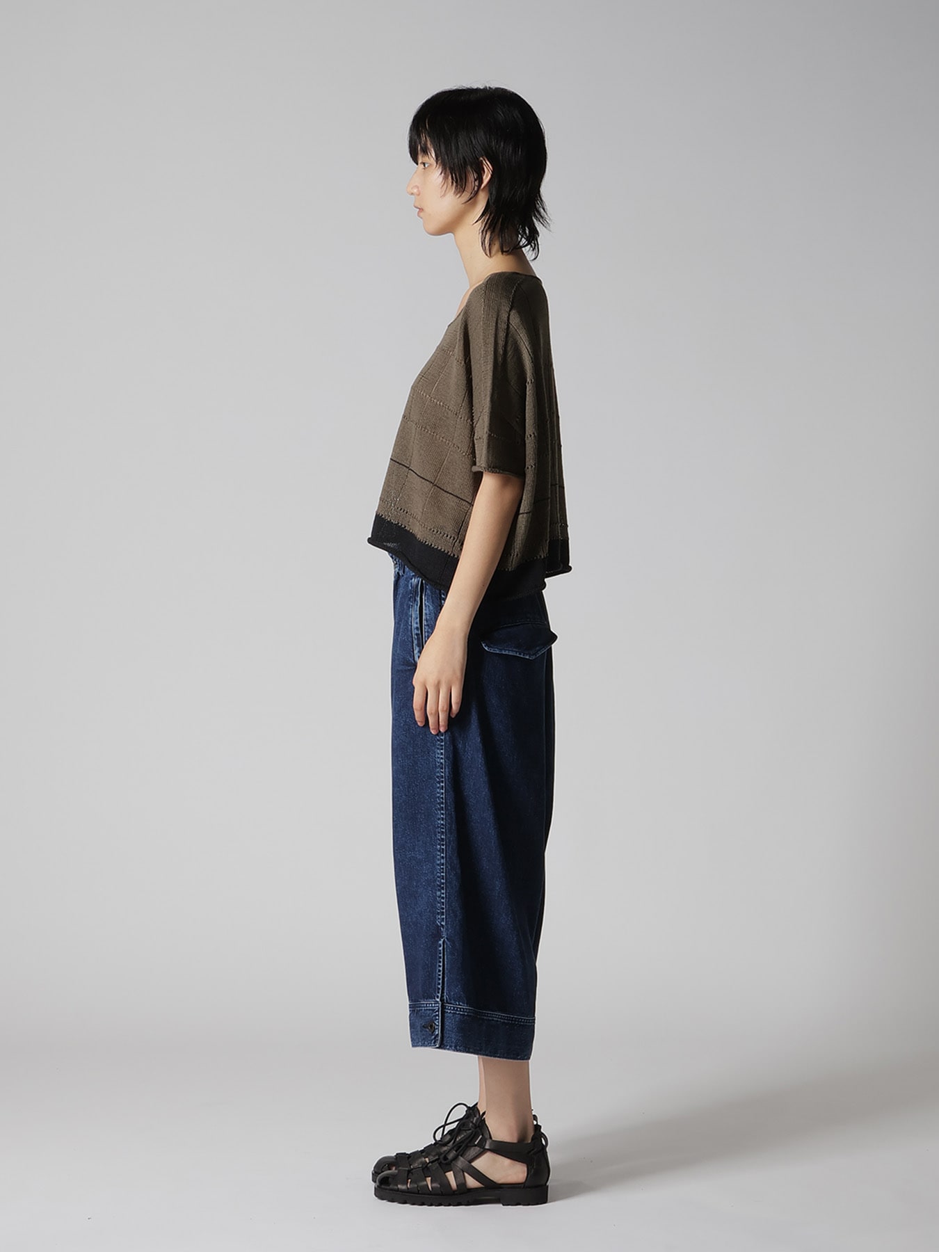 COTTON JERSEY DROP SHOULDER SHORT PULLOVER