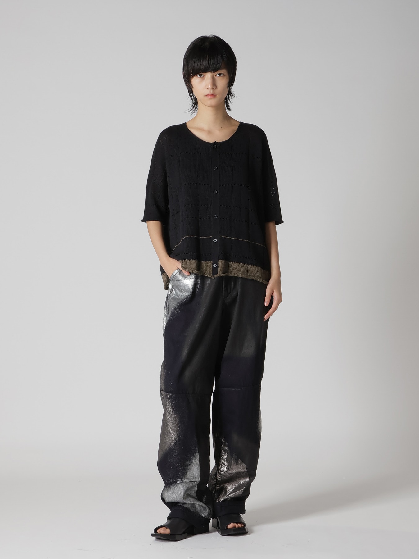 COTTON JERSEY DROP SHOULDER CARDIGAN