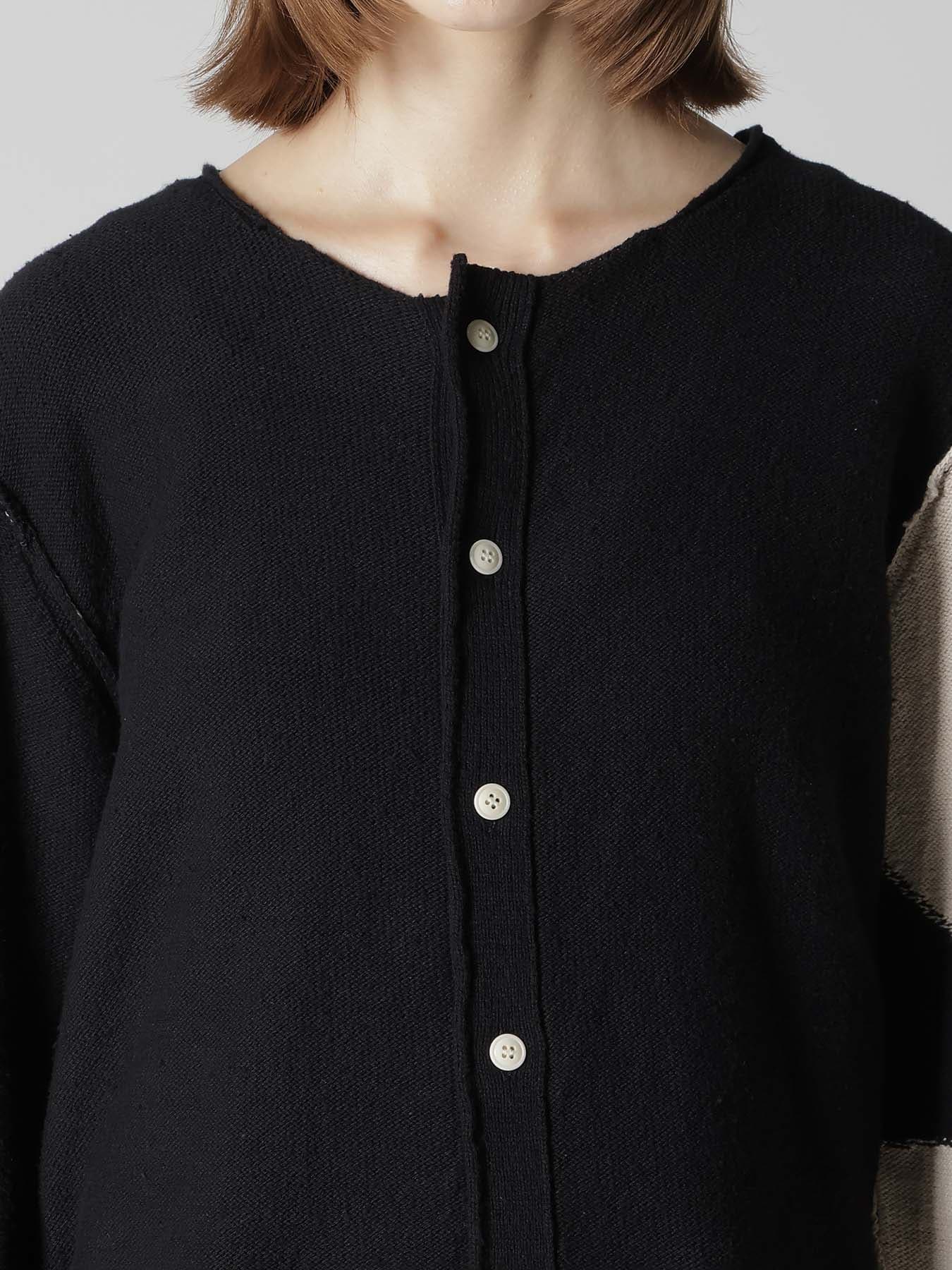 INTERSIA JERSEY ROUND NECK KNIT CARDIGAN