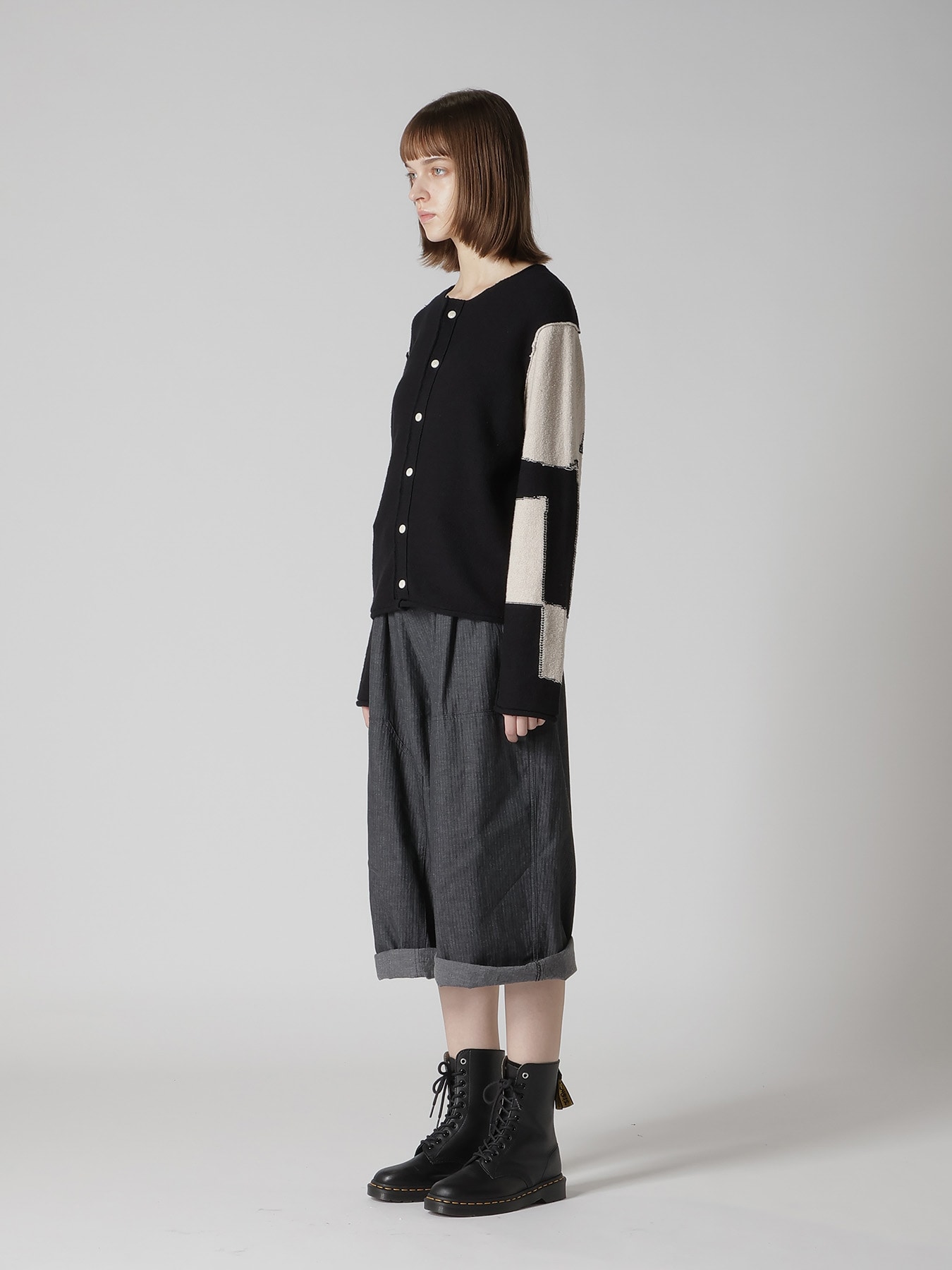 INTERSIA JERSEY ROUND NECK KNIT CARDIGAN