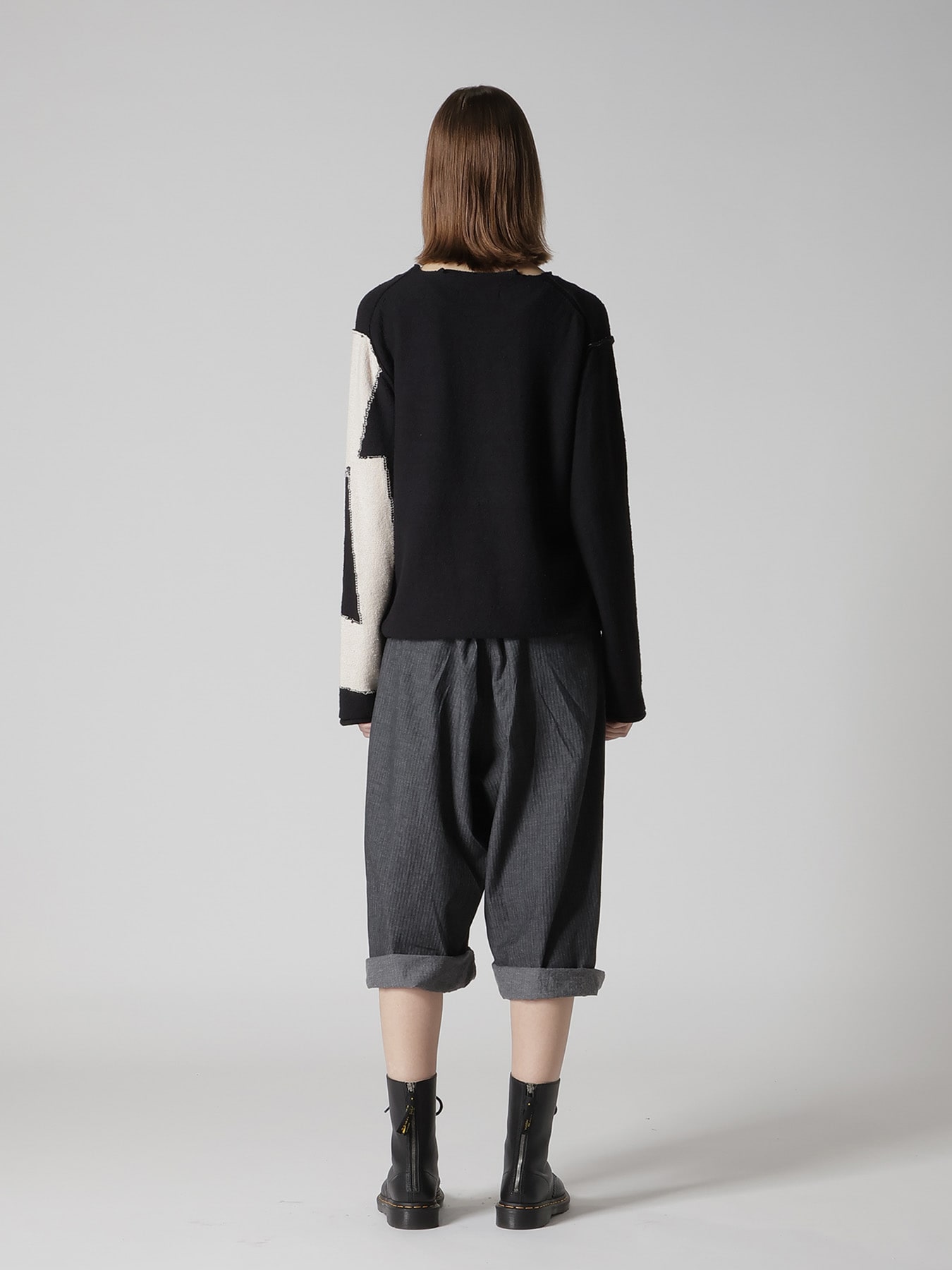 INTERSIA JERSEY ROUND NECK KNIT CARDIGAN