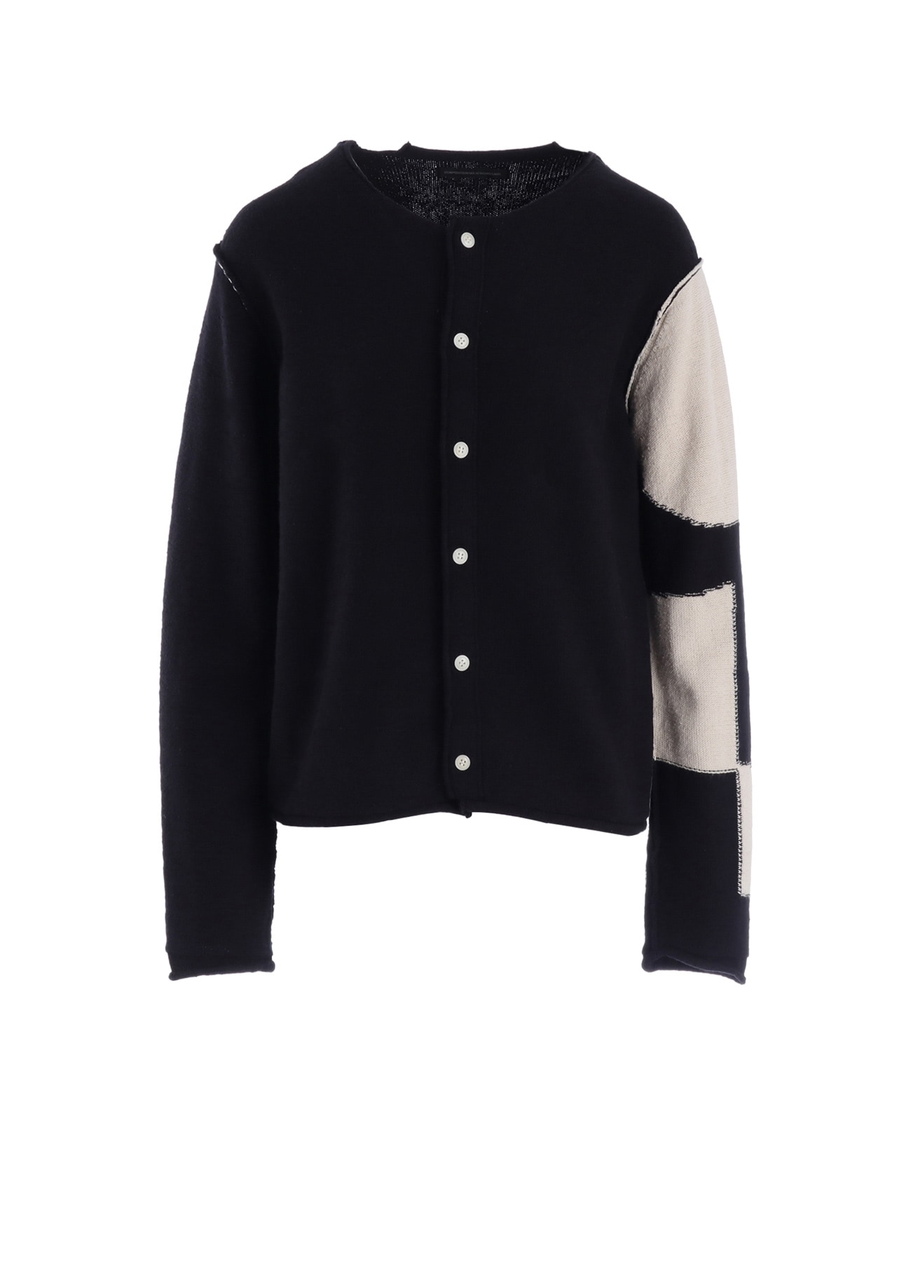 INTERSIA JERSEY ROUND NECK KNIT CARDIGAN
