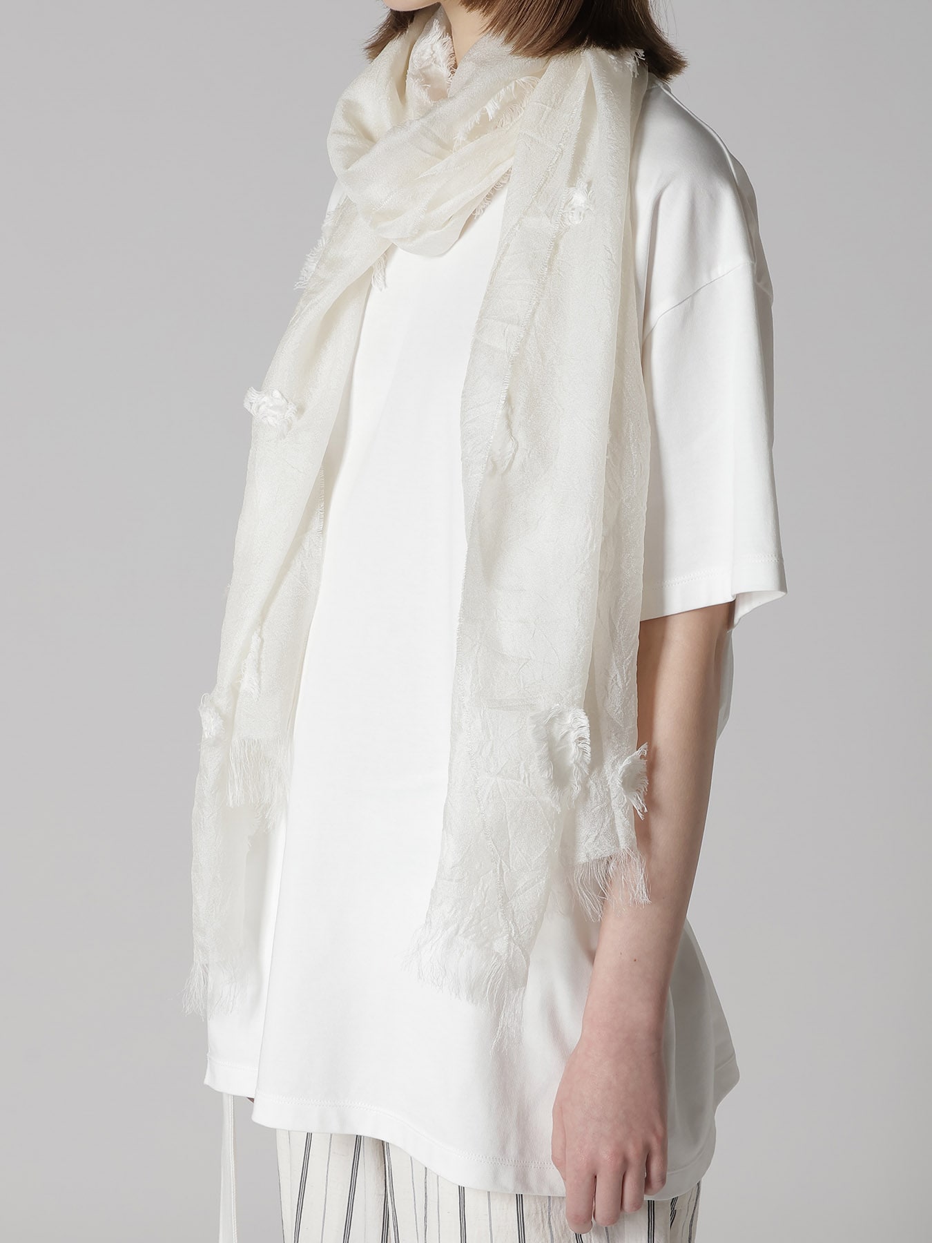 CUT SILK JACQUARD DOT CUT SCARF