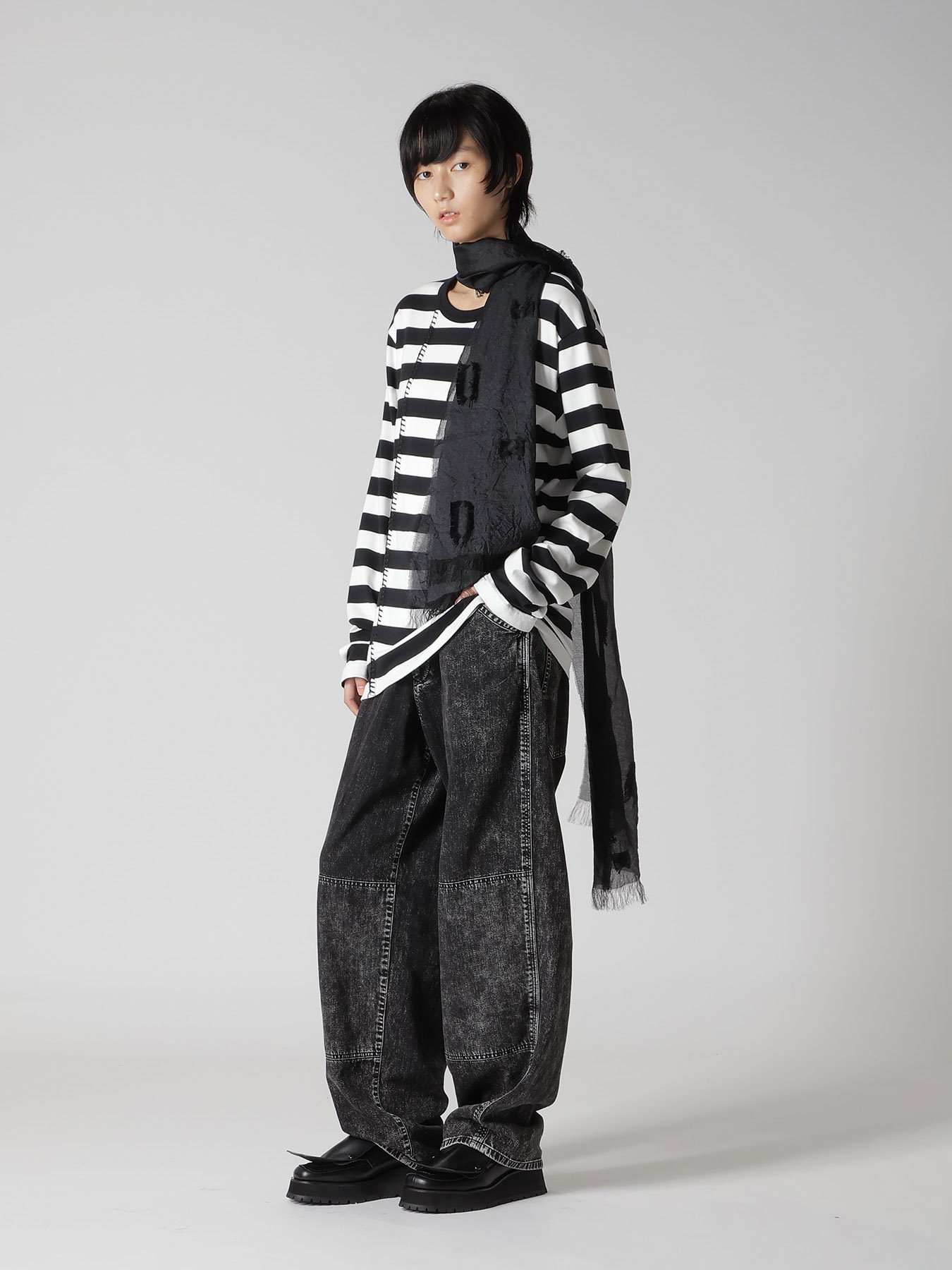 CUT SILK JACQUARD DOT CUT SCARF