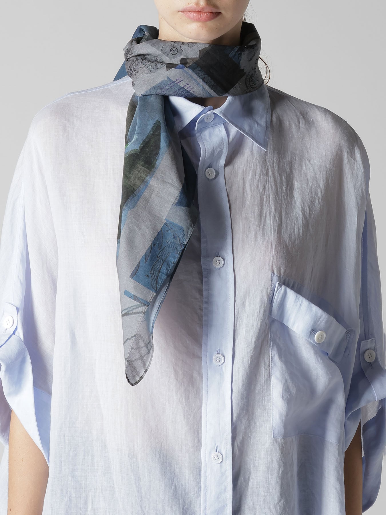 COTTON LAWN VASE COLLAGE PRINT SCARF