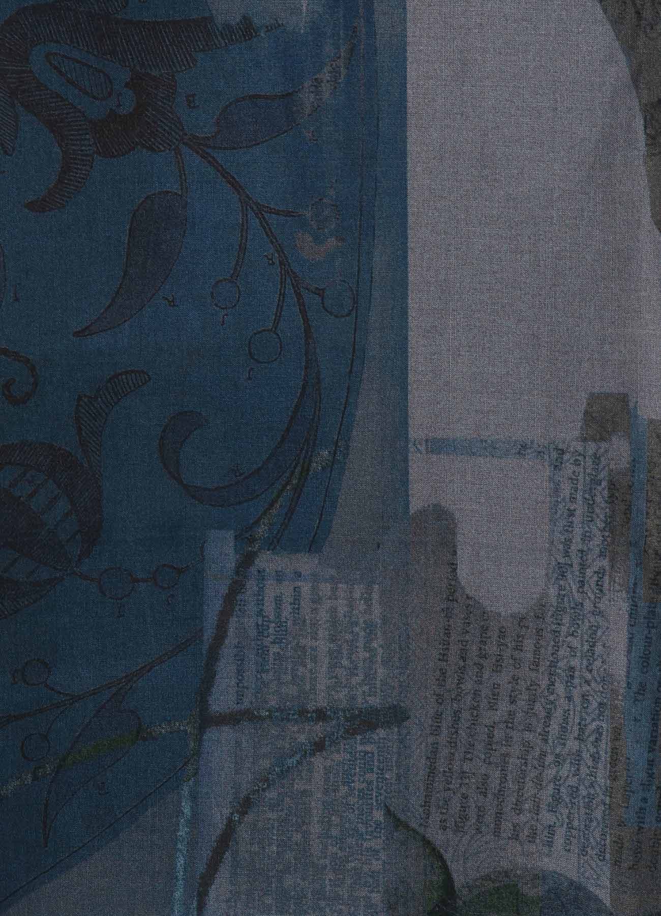 COTTON LAWN VASE COLLAGE PRINT SCARF