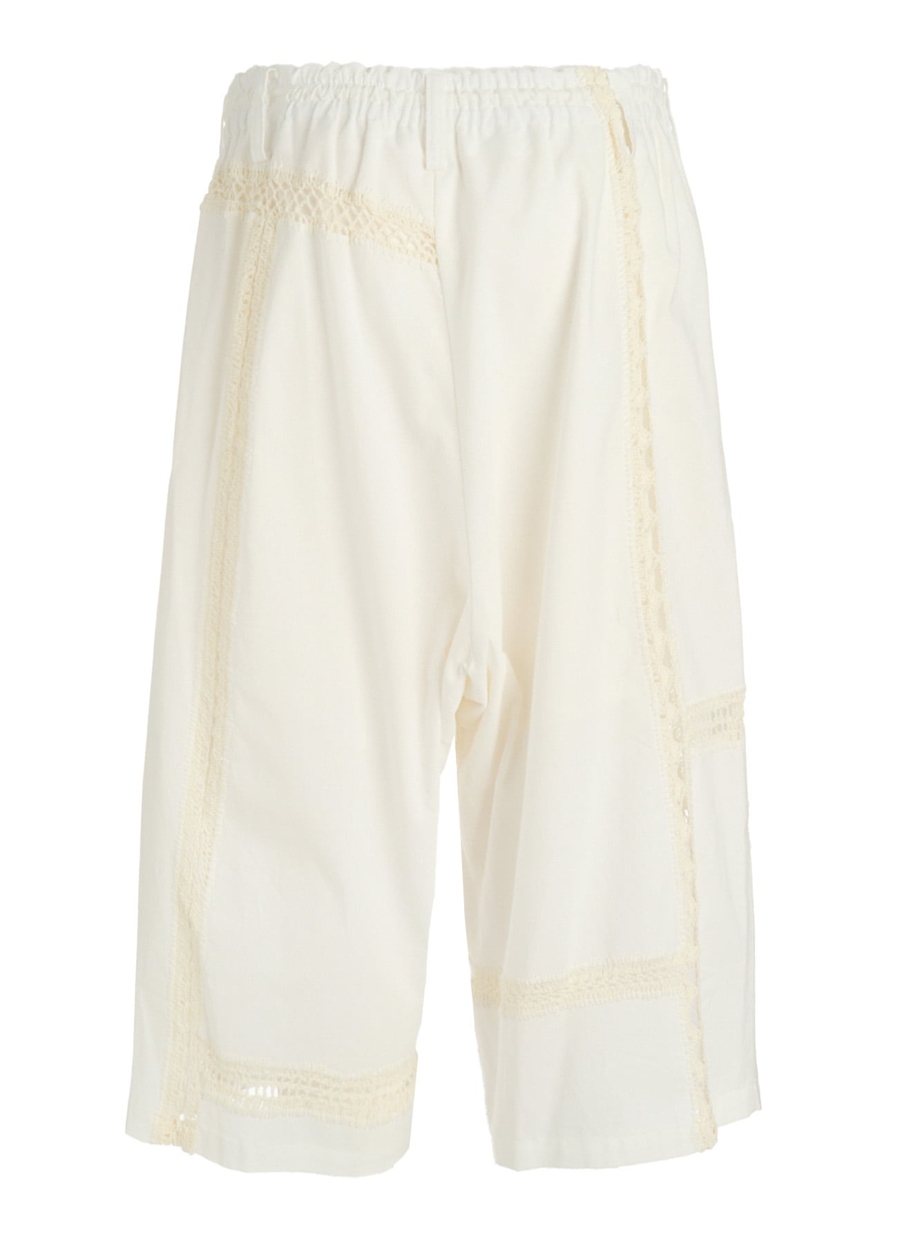 COTTON CROCHET PATCHWORK 3 TUCK HALF PANTS
