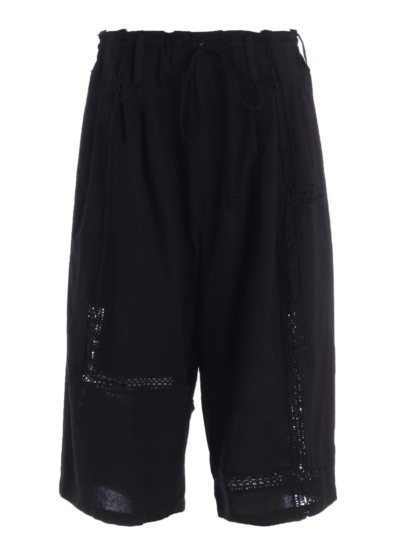 COTTON CROCHET PATCHWORK 3 TUCK HALF PANTS