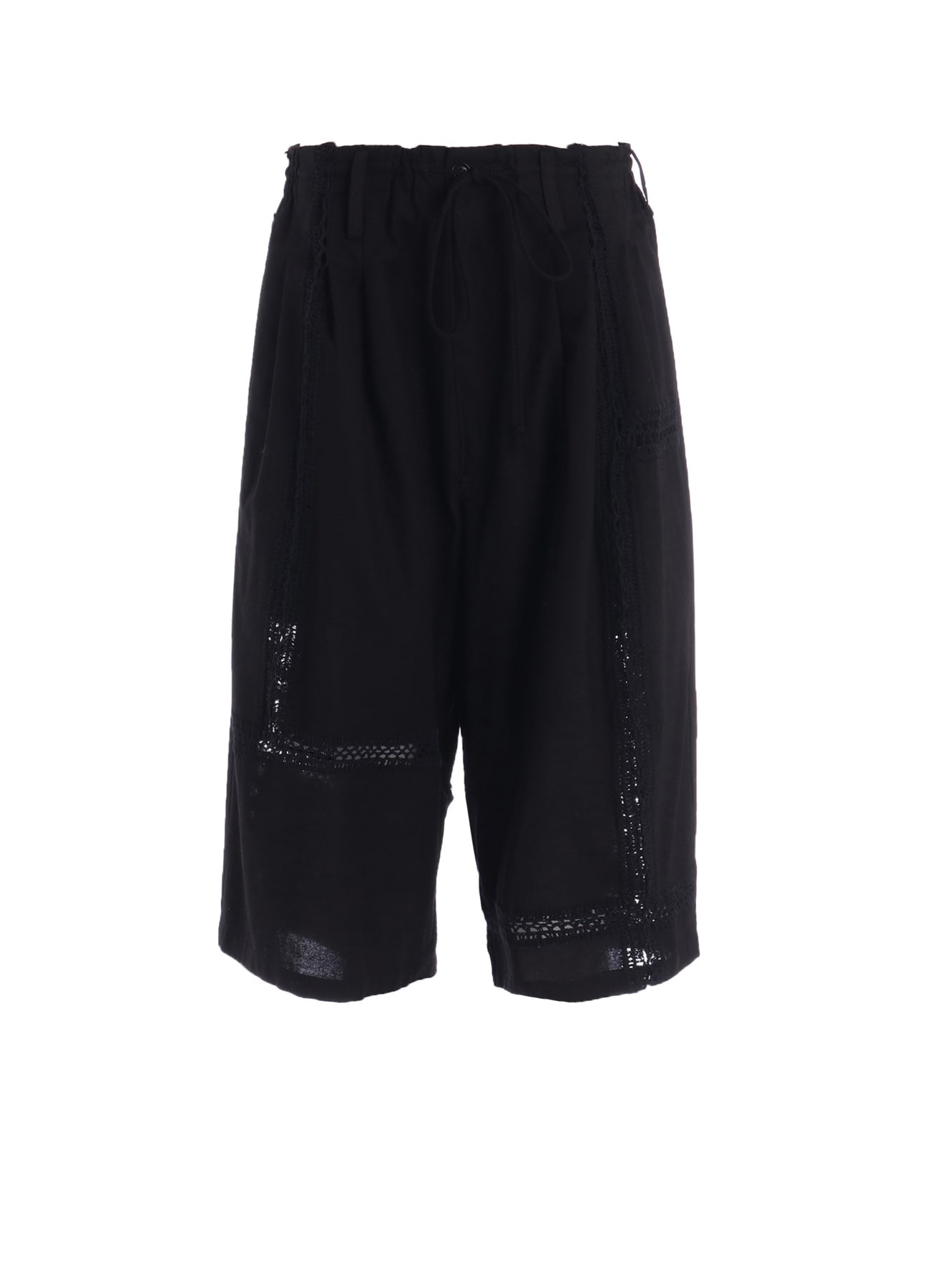 COTTON CROCHET PATCHWORK 3 TUCK HALF PANTS