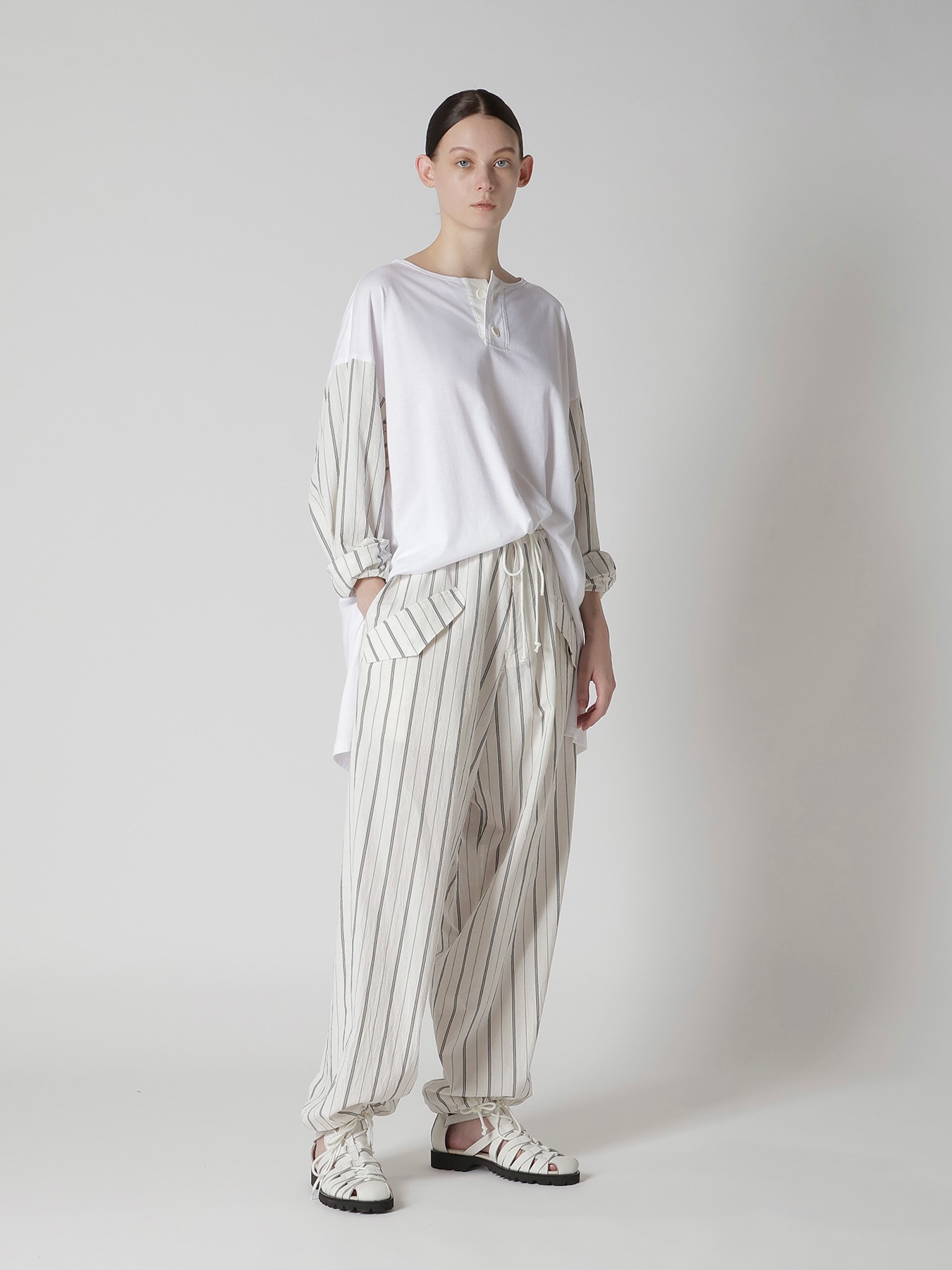 C/LI WASHER STRIPE DRAW STRING PANTS