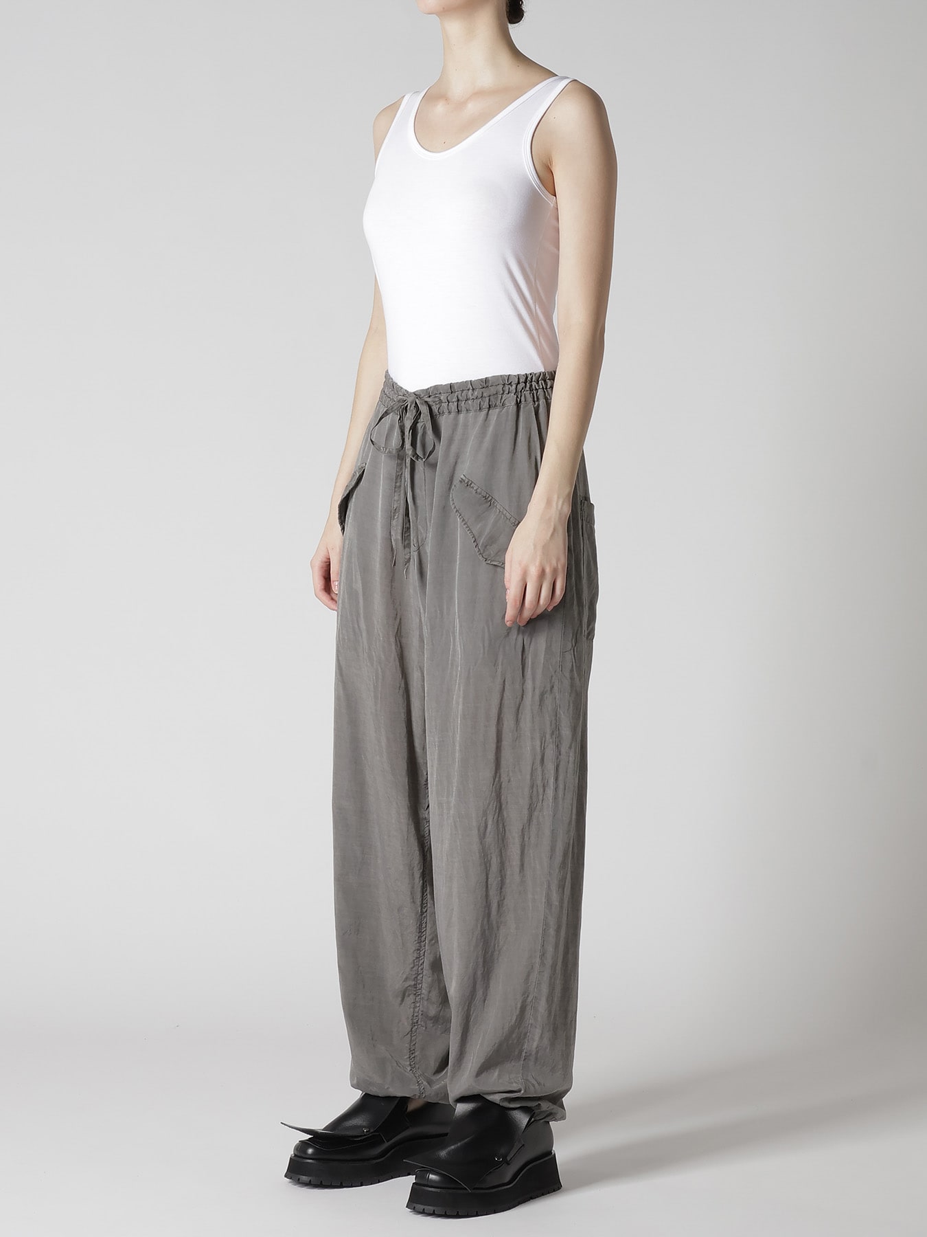 CUPRO/COTTON LAWN GARMENT DYED DRAW STRING PANTS