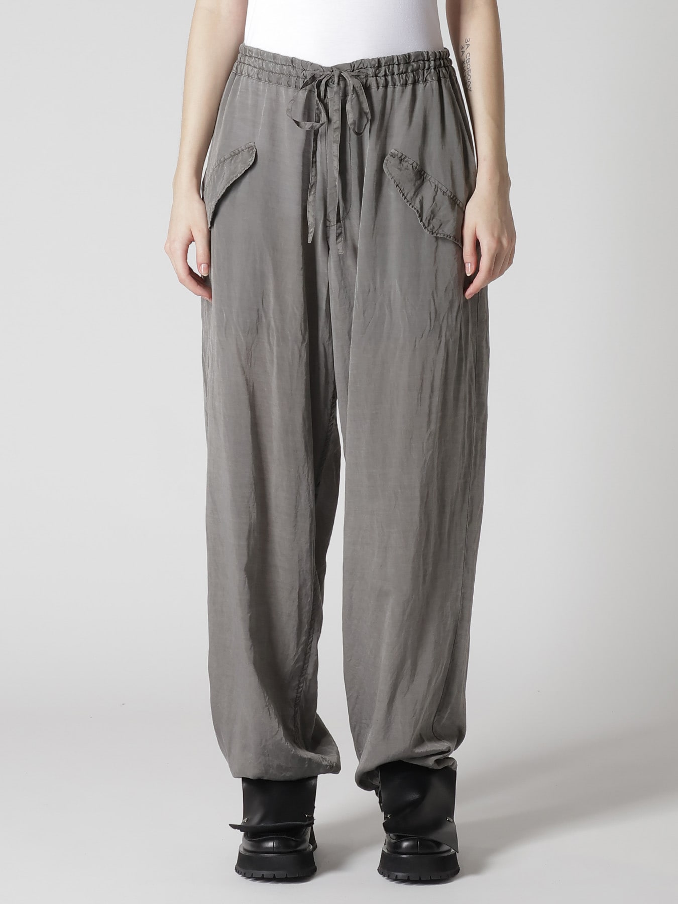 CUPRO/COTTON LAWN GARMENT DYED DRAW STRING PANTS