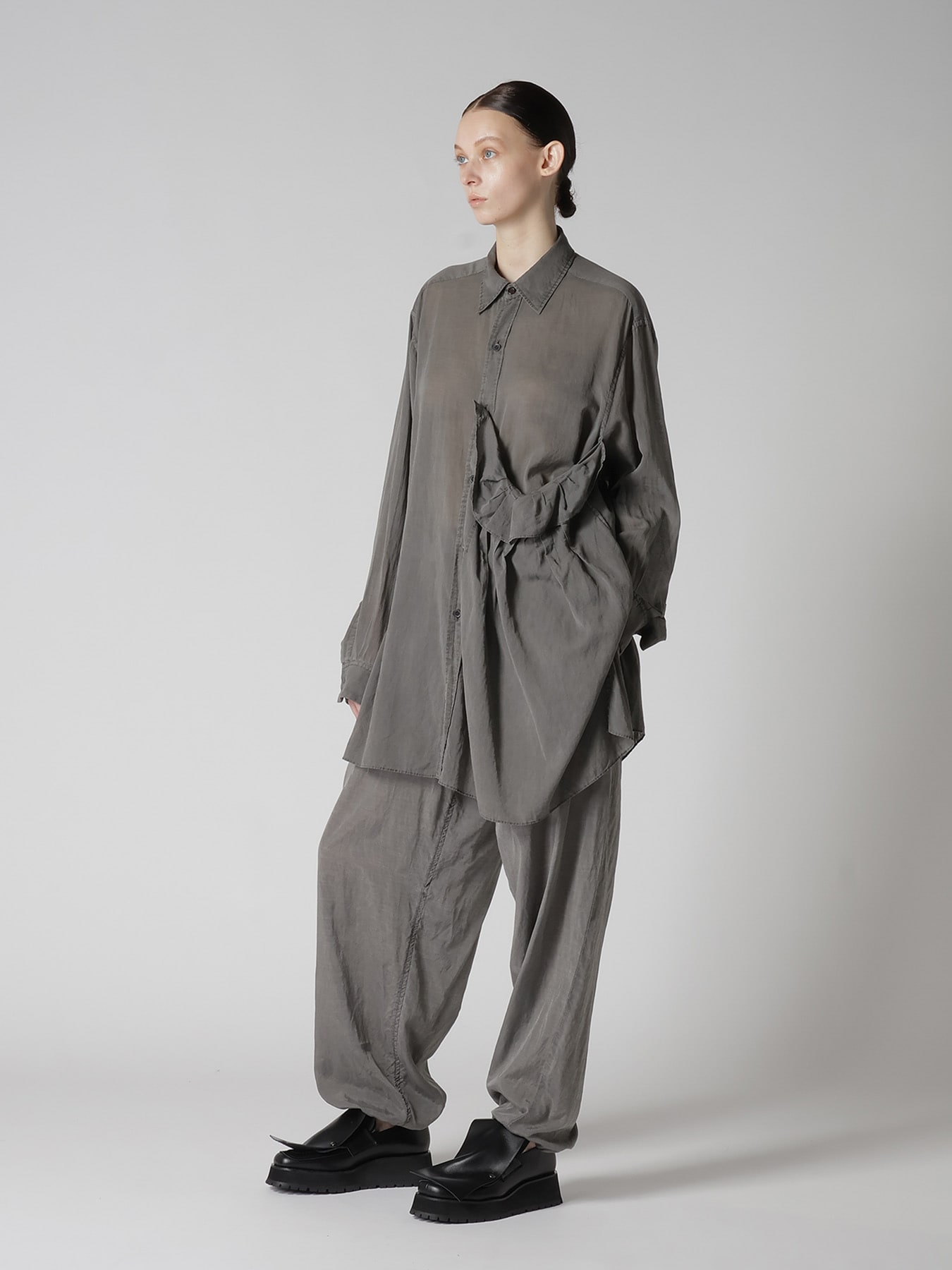 CUPRO/COTTON LAWN GARMENT DYED DRAW STRING PANTS