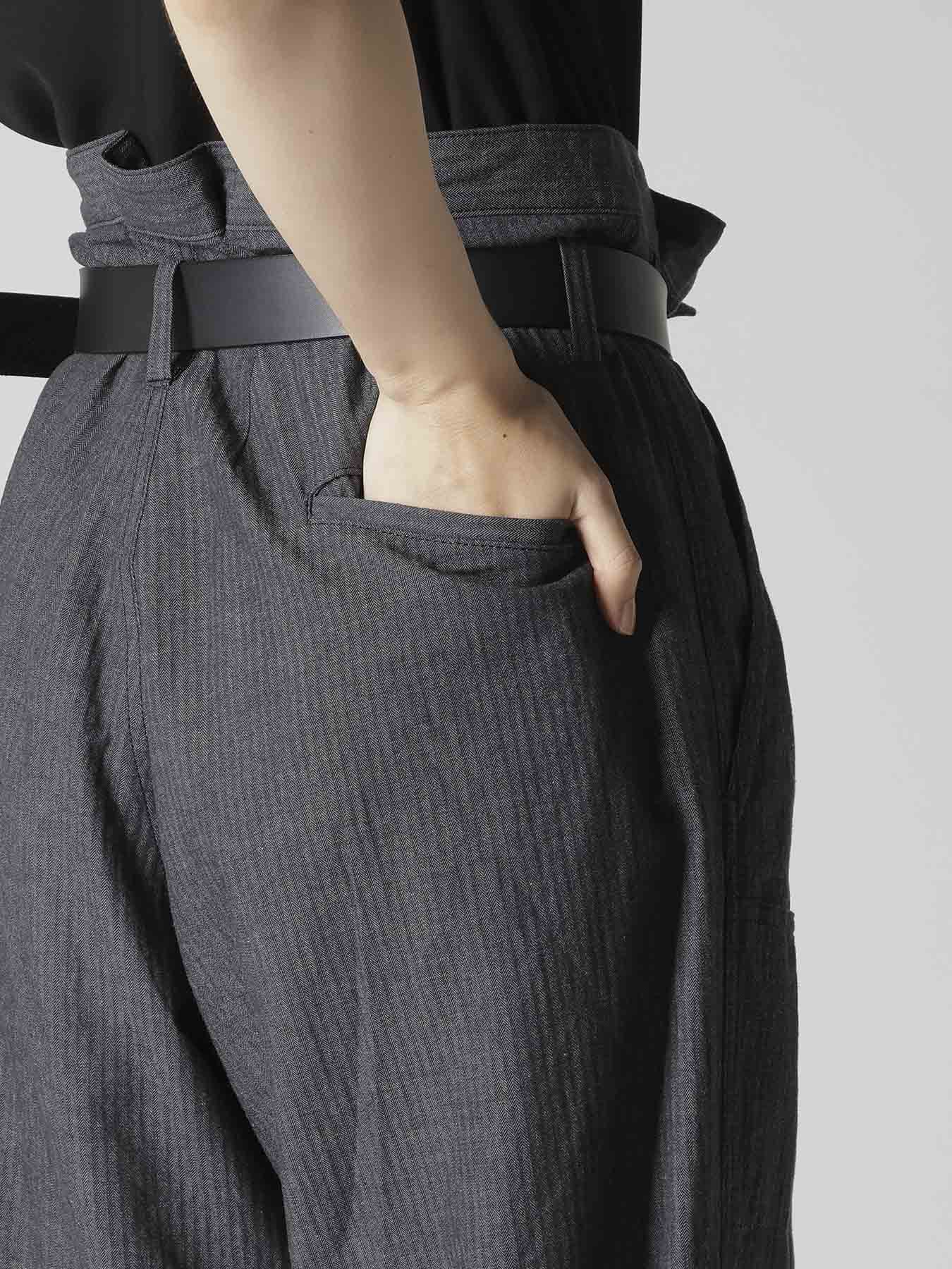 HERRINGBONE DENIM WAIST HALF PANTS