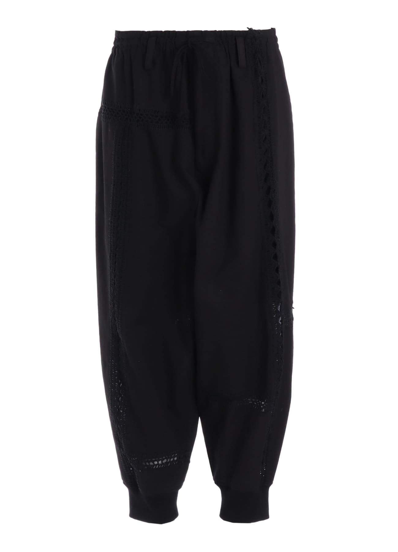 COTTON CROCHET PATCHWORK RIB HEM PANTS