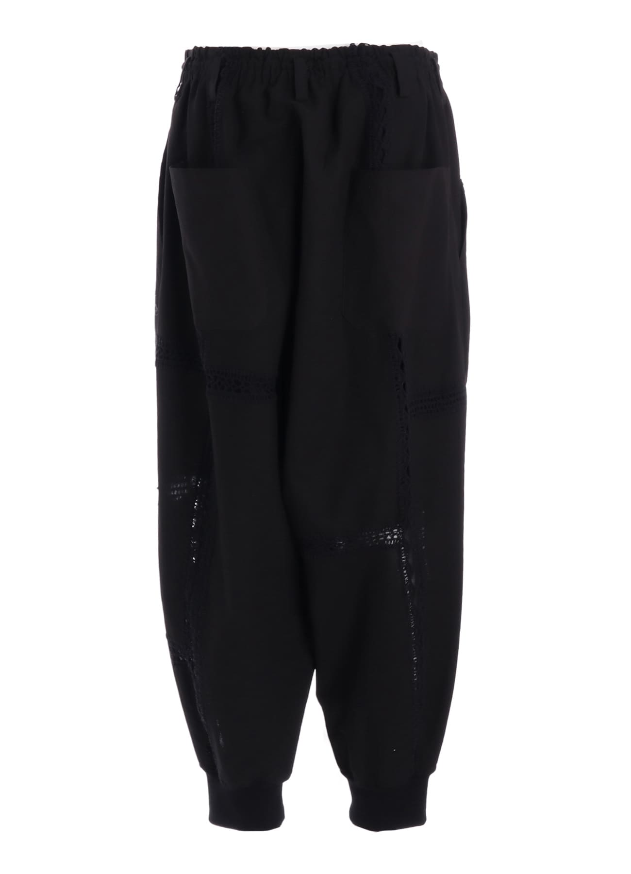 COTTON CROCHET PATCHWORK RIB HEM PANTS