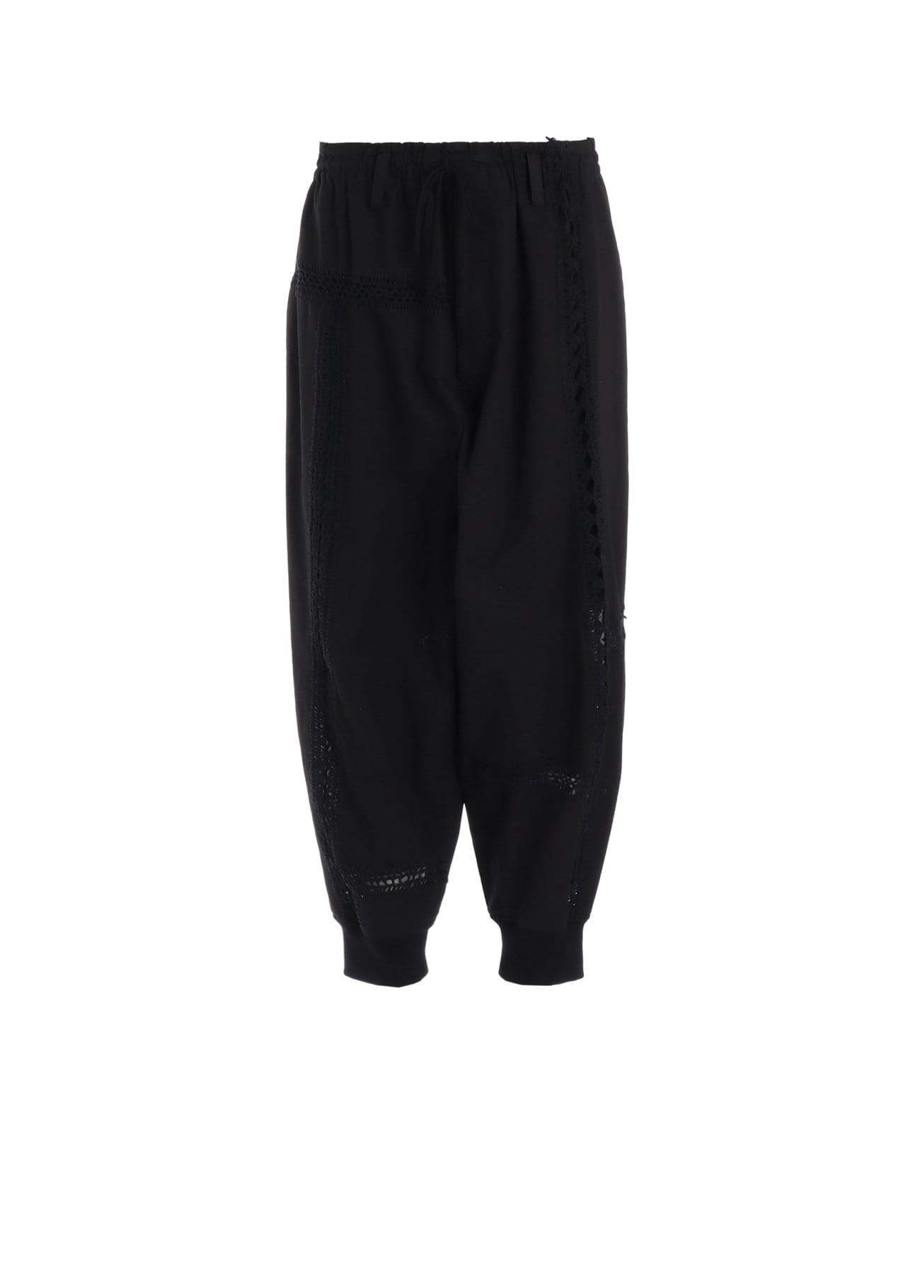 COTTON CROCHET PATCHWORK RIB HEM PANTS