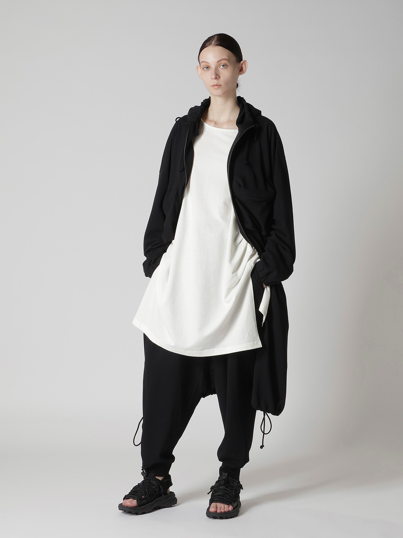COTTON INLAY RIB HEM PANTS(XS Black): Y's｜THE SHOP YOHJI YAMAMOTO