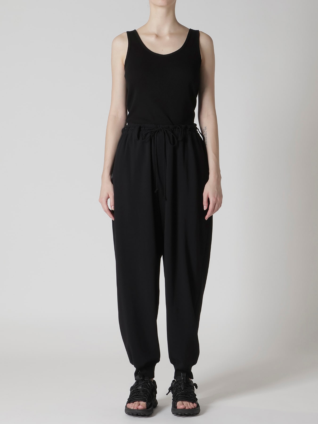COTTON INLAY RIB HEM PANTS(XS Black): Y's｜THE SHOP YOHJI YAMAMOTO