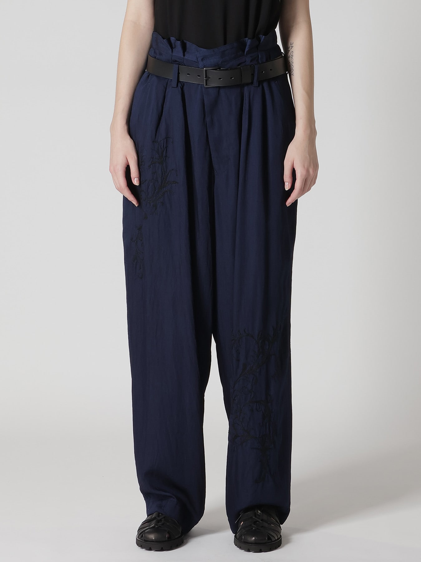 CU/ DUNGAREE TWILL BOTANICAL WIDE PANTS