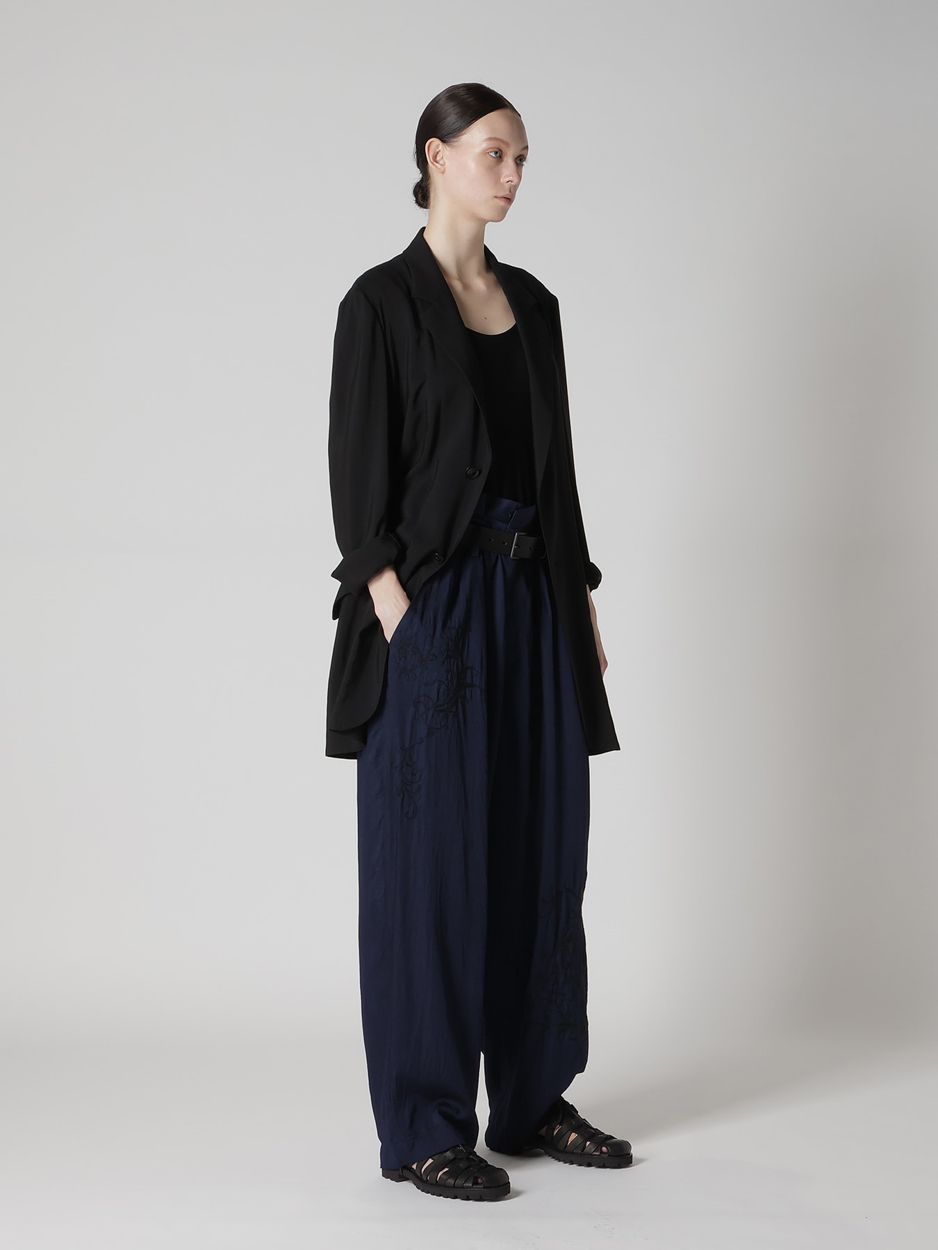 CU/ DUNGAREE TWILL BOTANICAL WIDE PANTS
