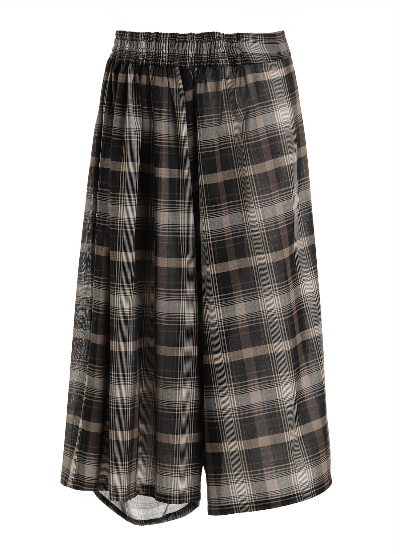 W/PE VOILE PLAID RIGHT SIDE GATHER PANTS