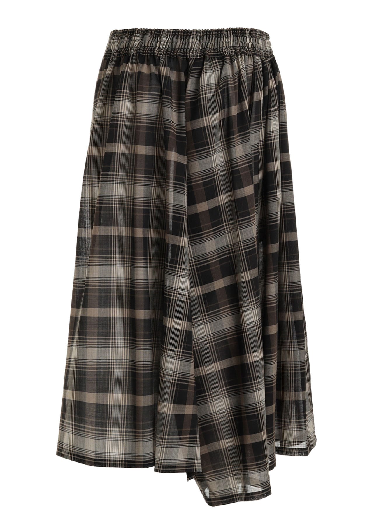 W/PE VOILE PLAID RIGHT SIDE GATHER PANTS