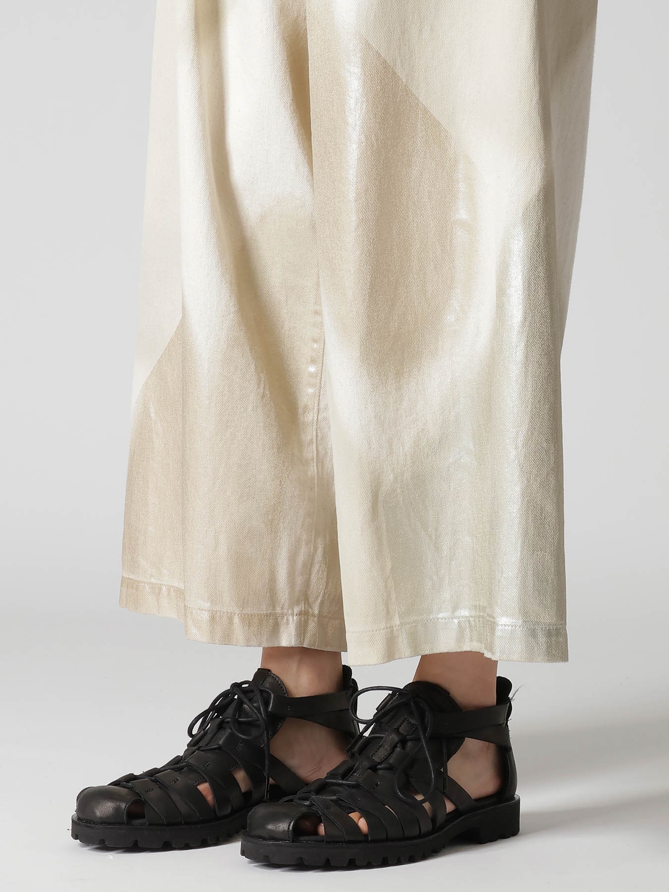 8OZ DENIM FOIL PRINT FRONT TUCK WIDE PANTS