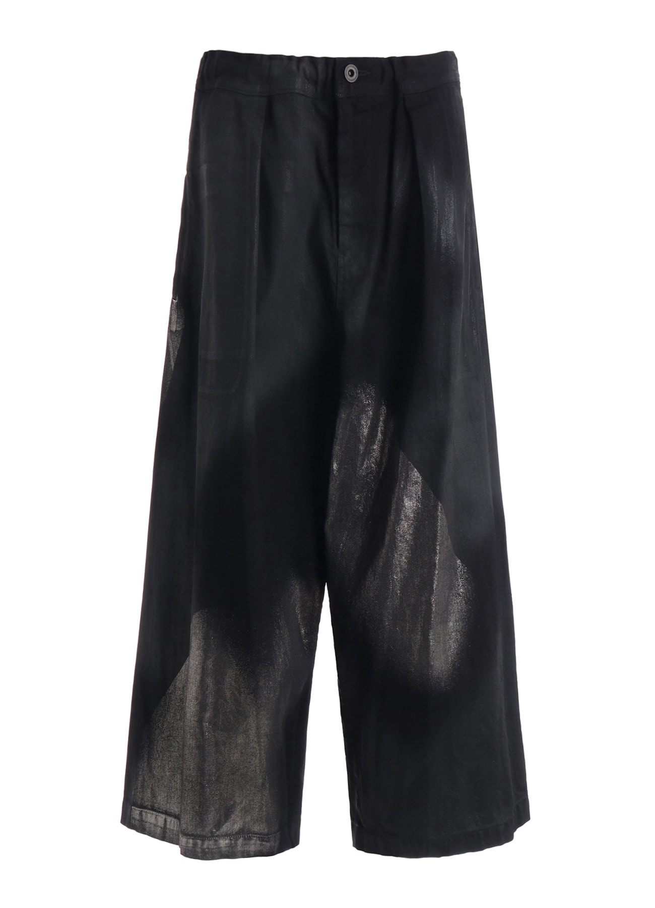 8OZ DENIM FOIL PRINT FRONT TUCK WIDE PANTS