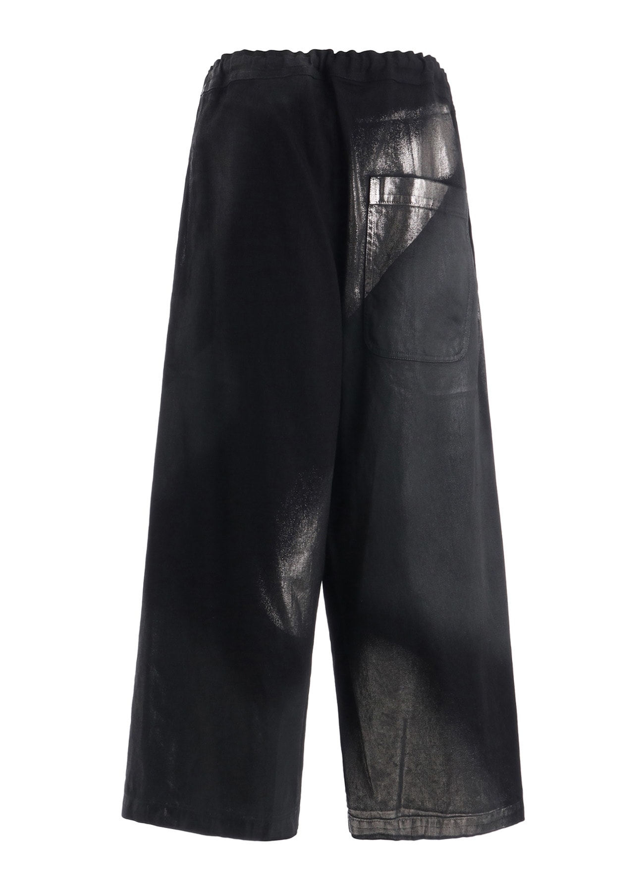 8OZ DENIM FOIL PRINT FRONT TUCK WIDE PANTS