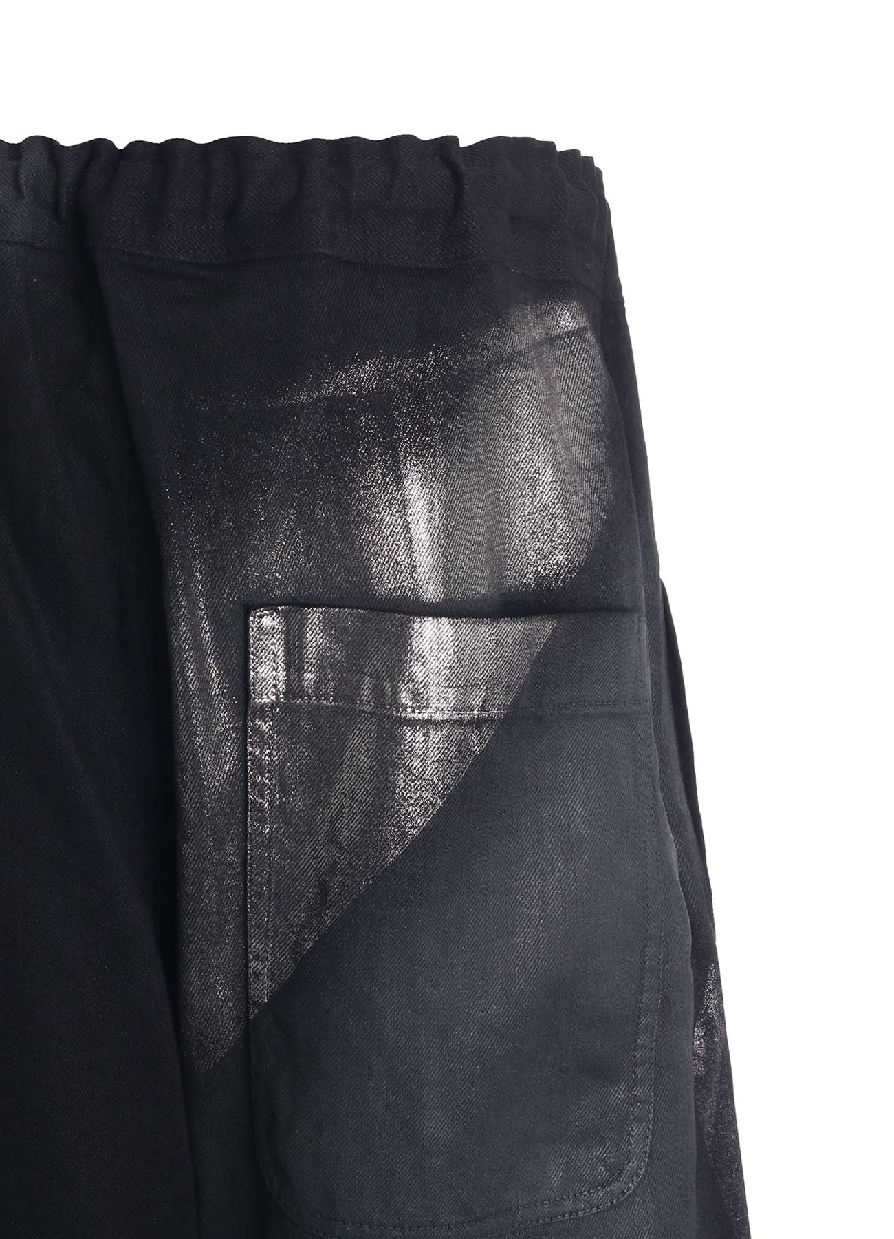 8OZ DENIM FOIL PRINT FRONT TUCK WIDE PANTS