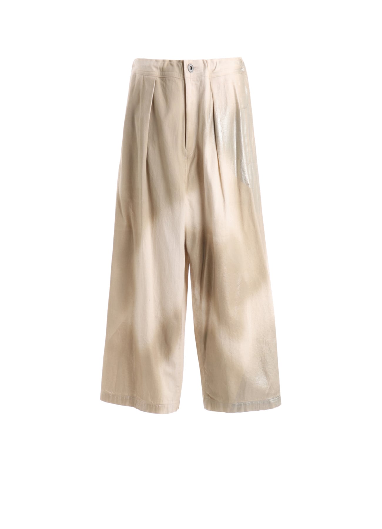 8OZ DENIM FOIL PRINT FRONT TUCK WIDE PANTS