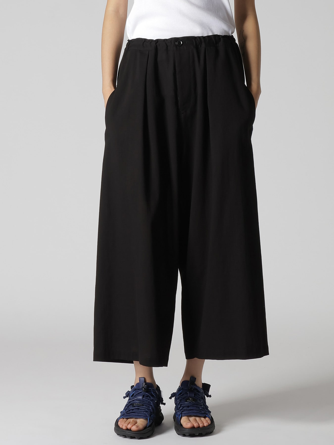 COTTON VOILE VIYELLA FRONT TUCK WIDE PANTS