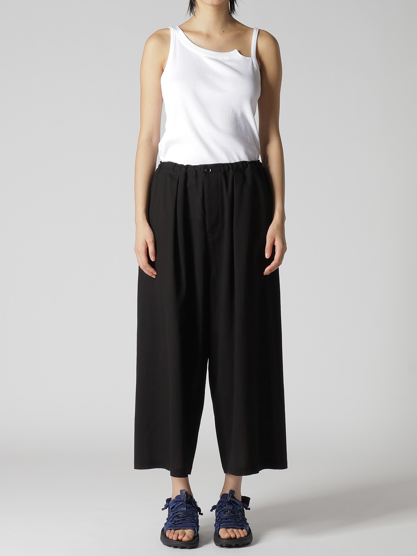 COTTON VOILE VIYELLA FRONT TUCK WIDE PANTS