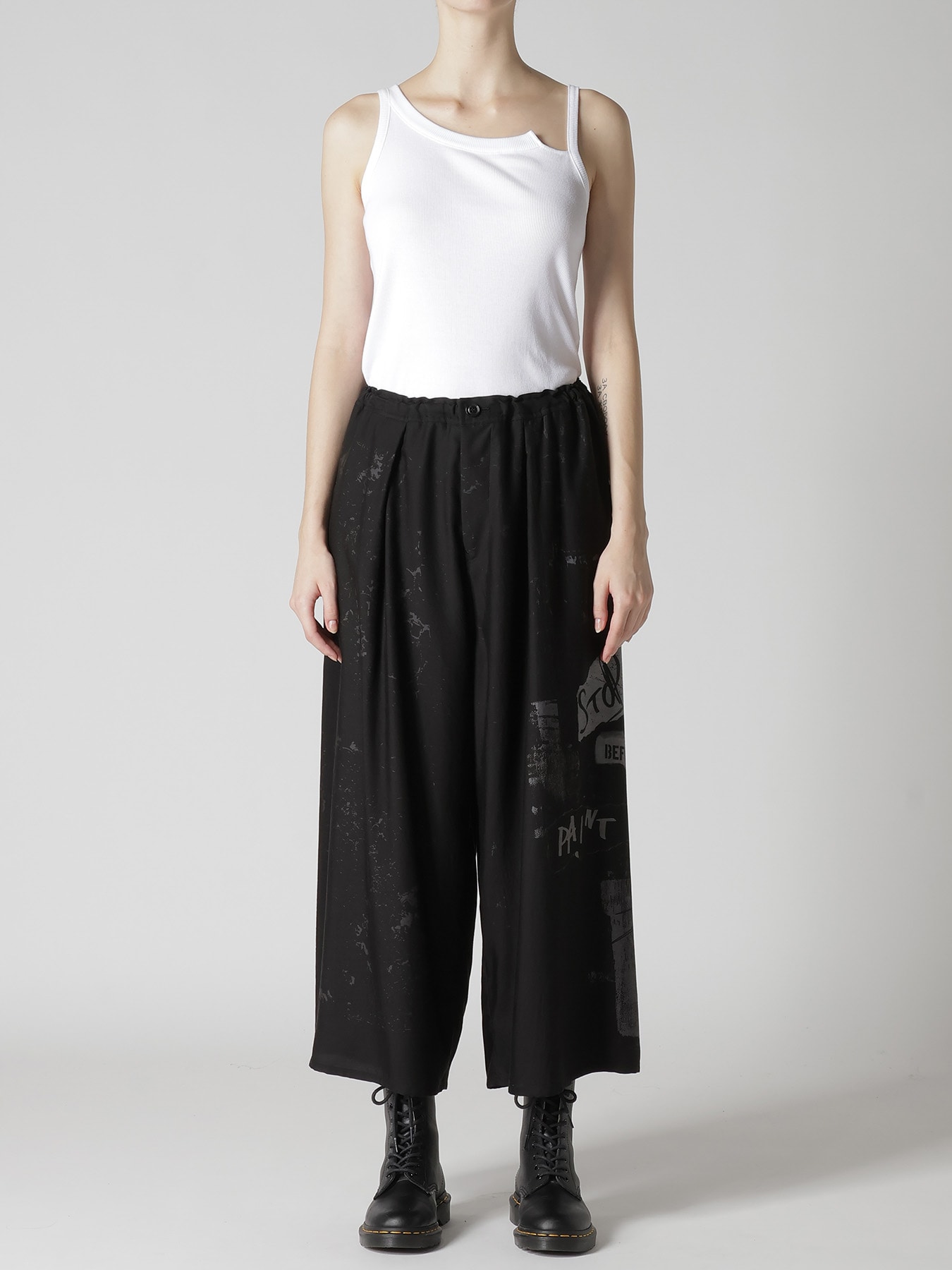 CU/DUNGAREE LIGHT TWILL FRONT TUCK WIDE PANTS
