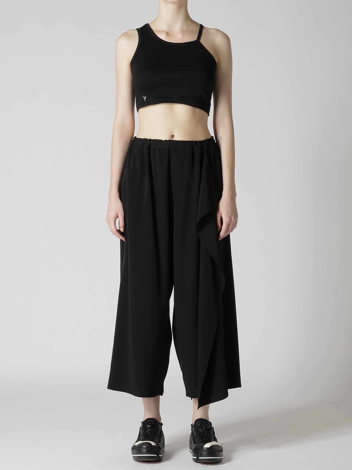 TA/PE CREPE DE CHINE LEFT DRAPE PANTS