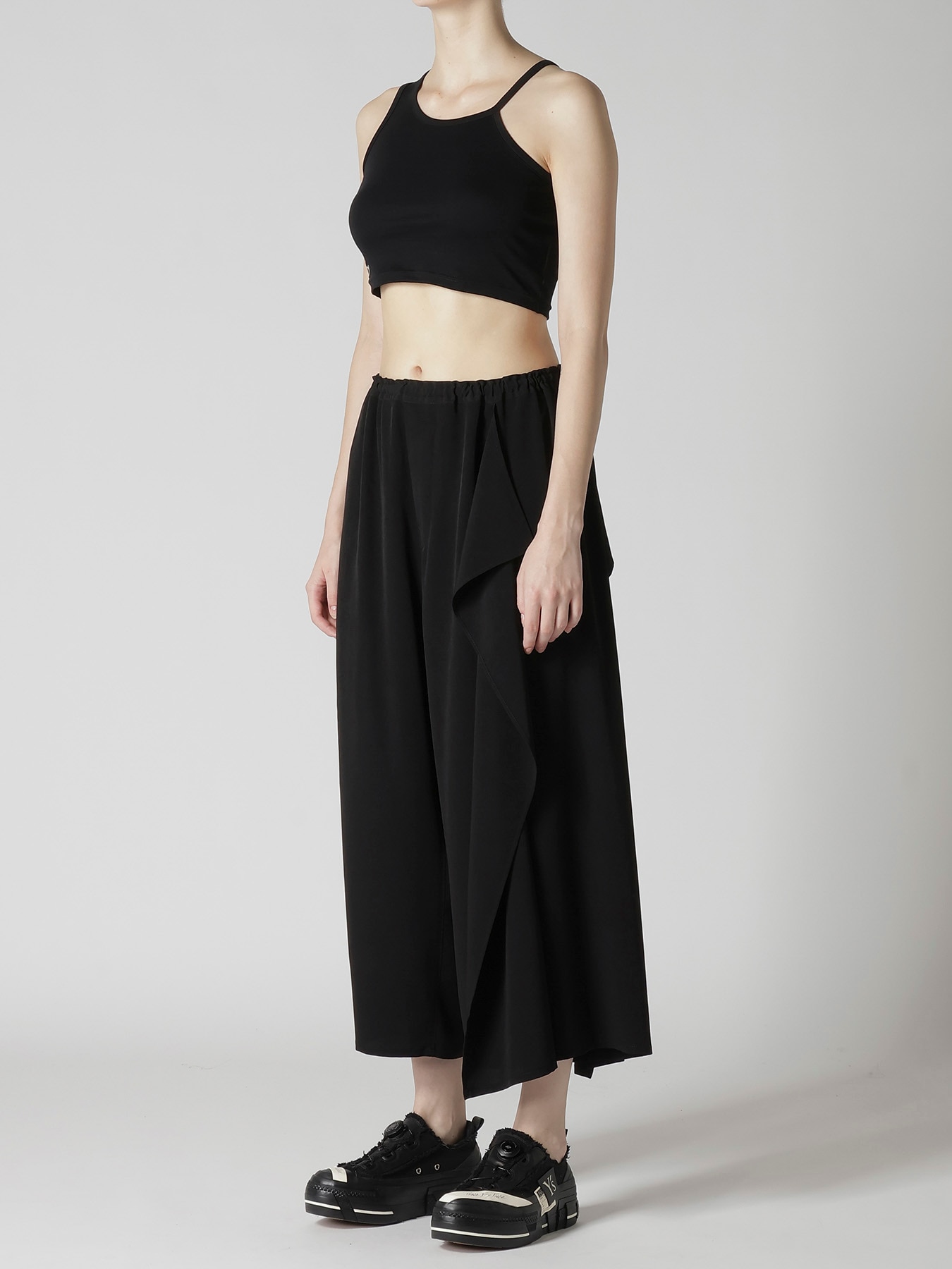 TA/PE CREPE DE CHINE LEFT DRAPE PANTS