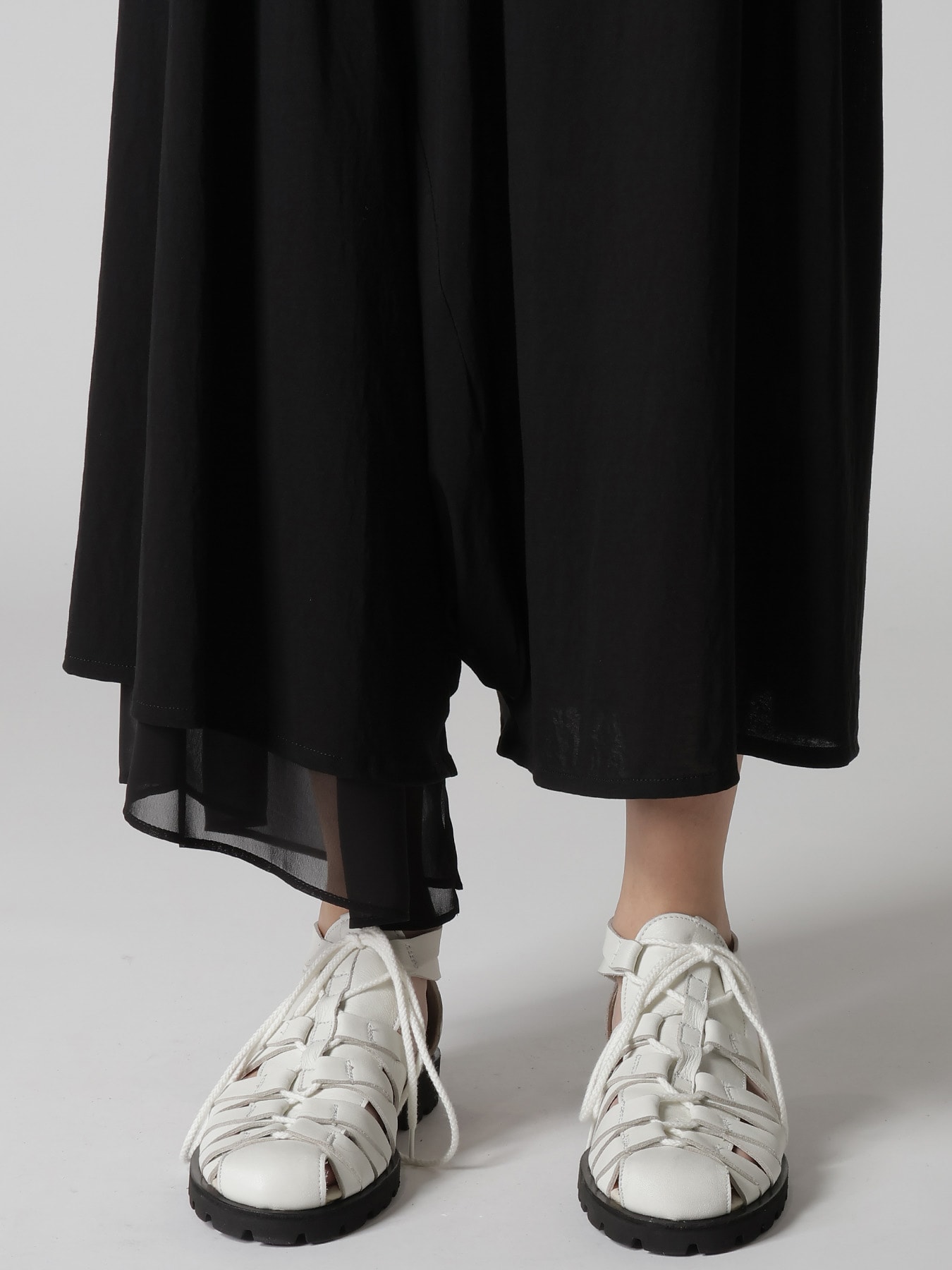 COTTON HARD TWISTED JERSEY ASYMMETRIC PANTS