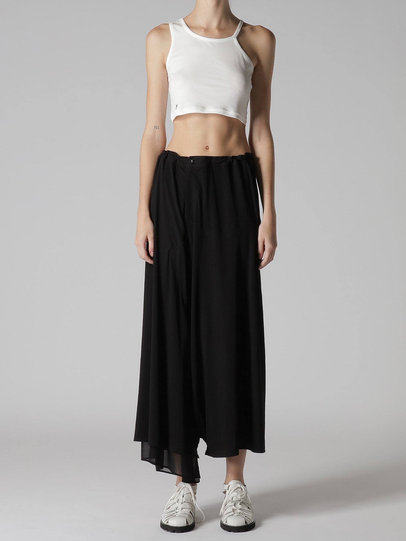COTTON HARD TWISTED JERSEY ASYMMETRIC PANTS