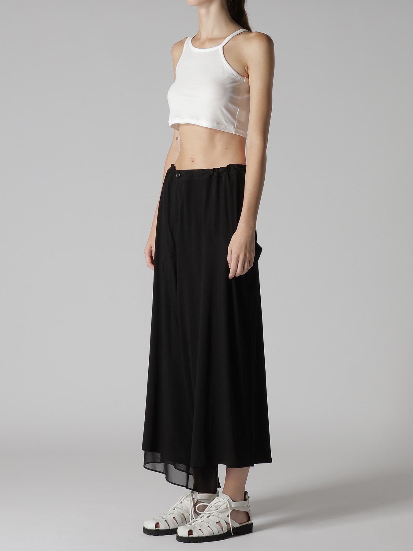 COTTON HARD TWISTED JERSEY ASYMMETRIC PANTS