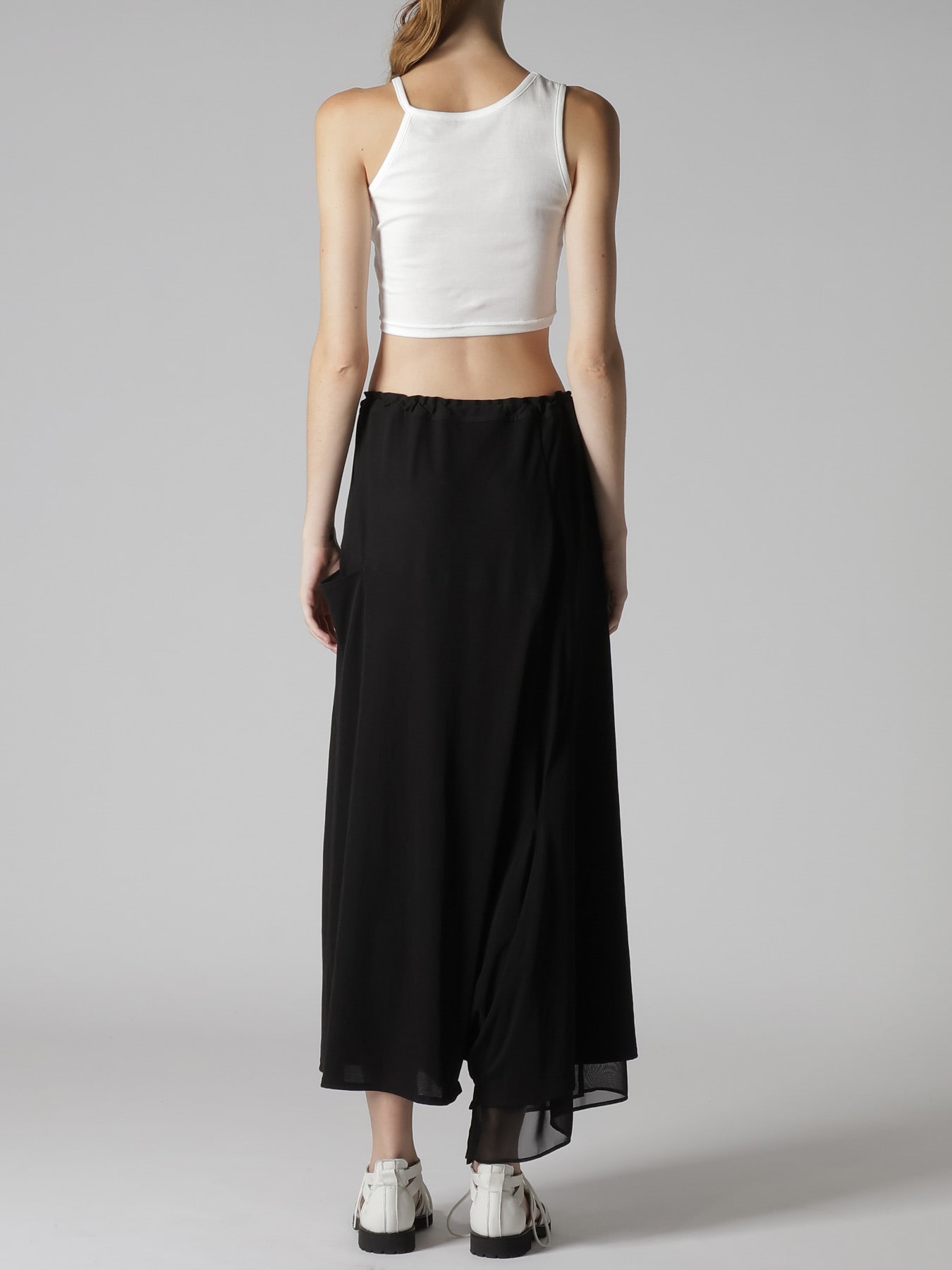 COTTON HARD TWISTED JERSEY ASYMMETRIC PANTS