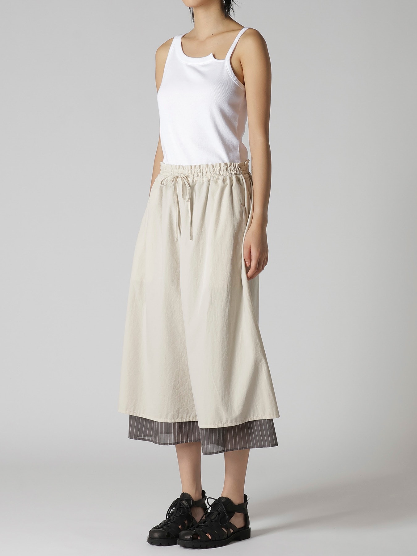 COTTON BROAD GATHER DOUBLE PANTS