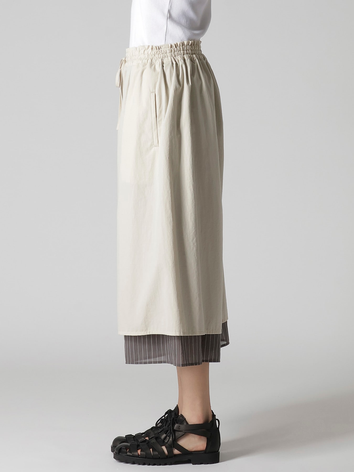 COTTON BROAD GATHER DOUBLE PANTS