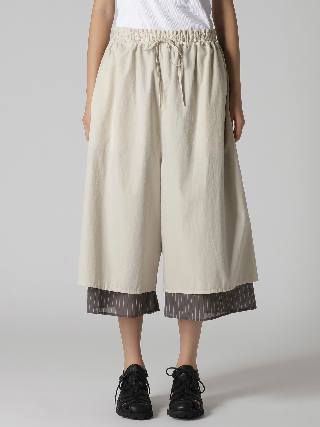 COTTON BROAD GATHER DOUBLE PANTS