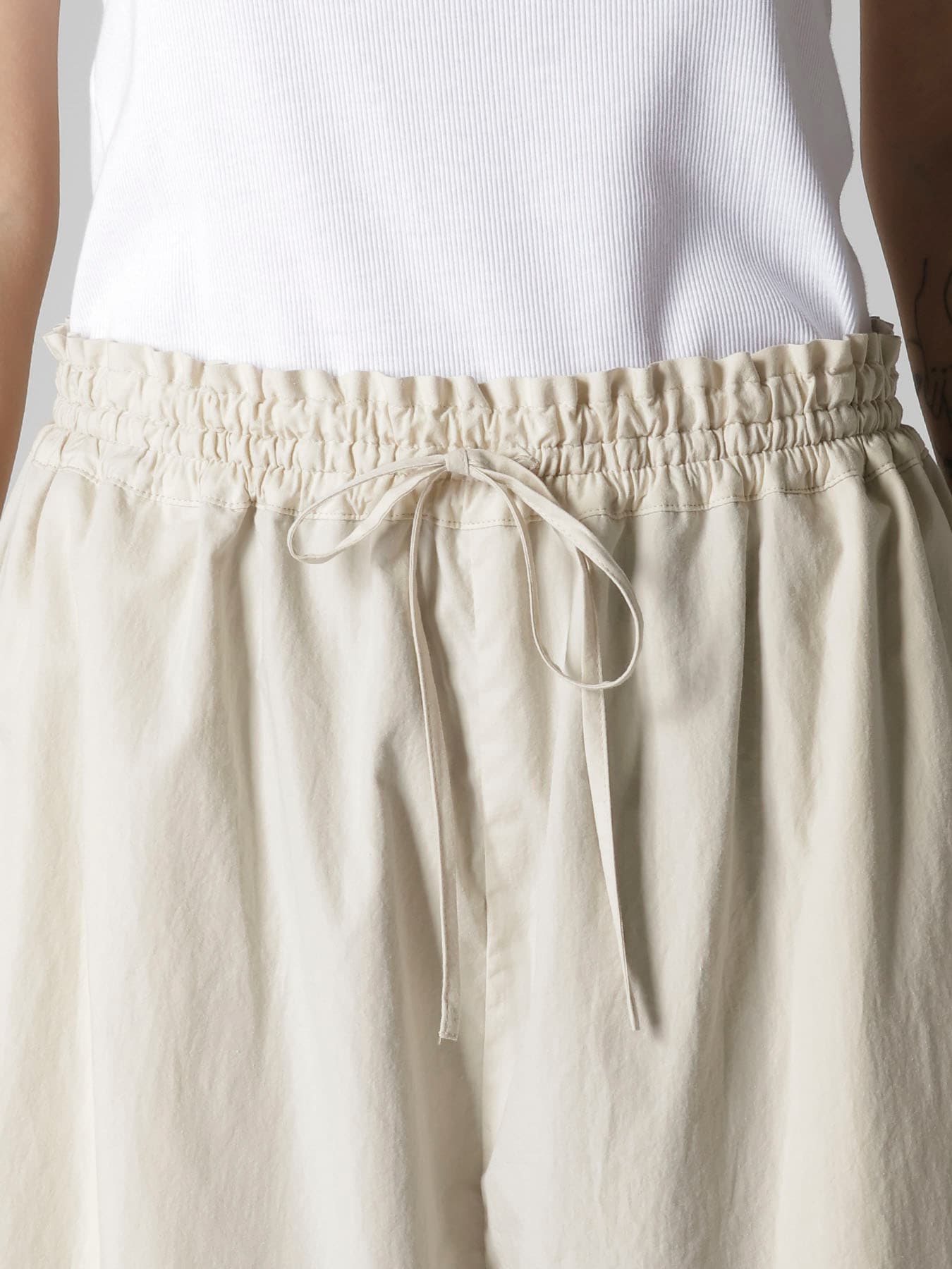 COTTON BROAD GATHERE DOUBLE PANTS(S Beige): Y's｜THE SHOP YOHJI