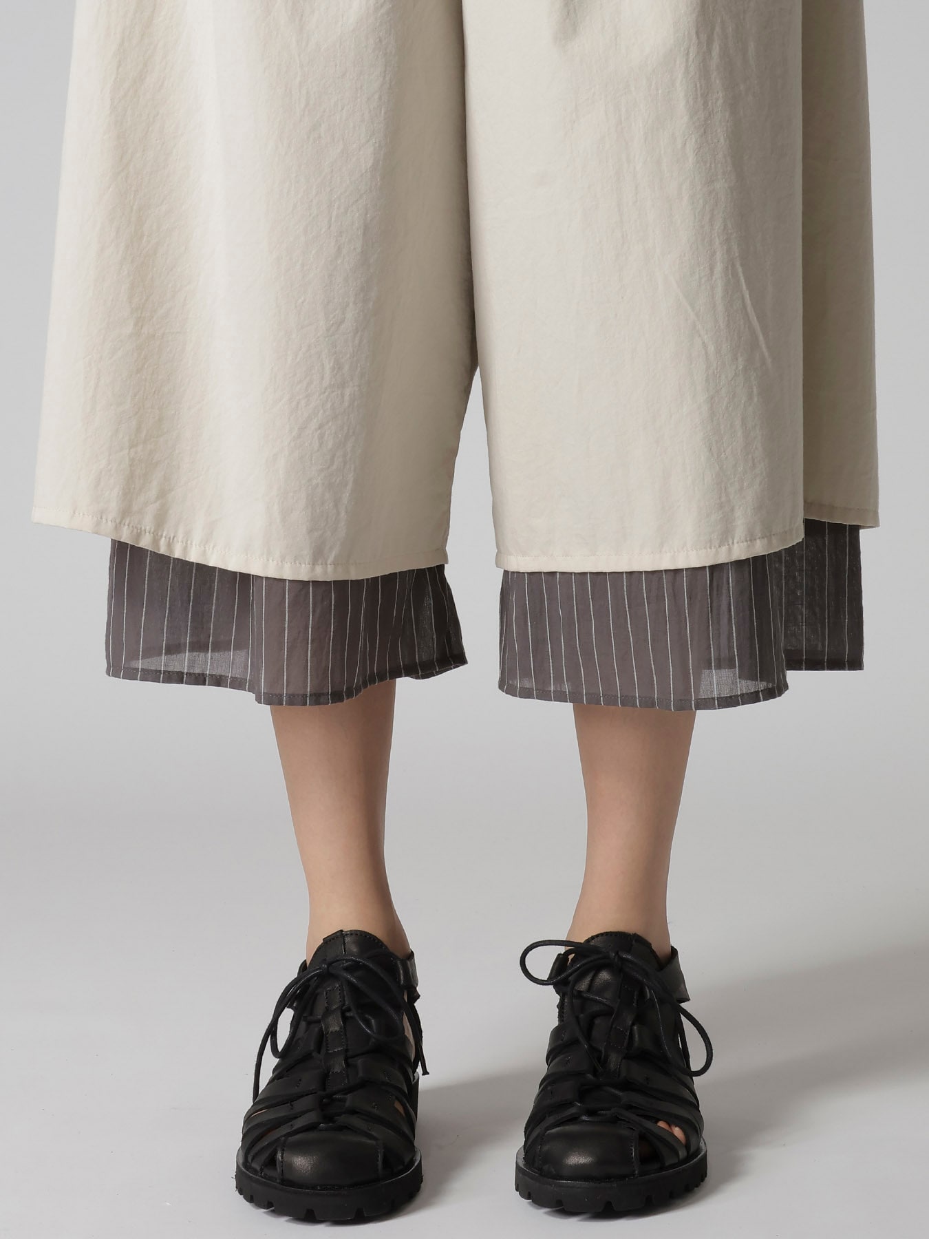 COTTON BROAD GATHER DOUBLE PANTS