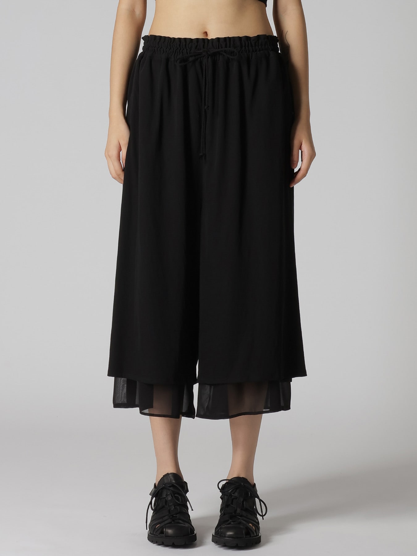 COTTON HARD TWISTED JERSEY GATHERED DOUBLE PANTS