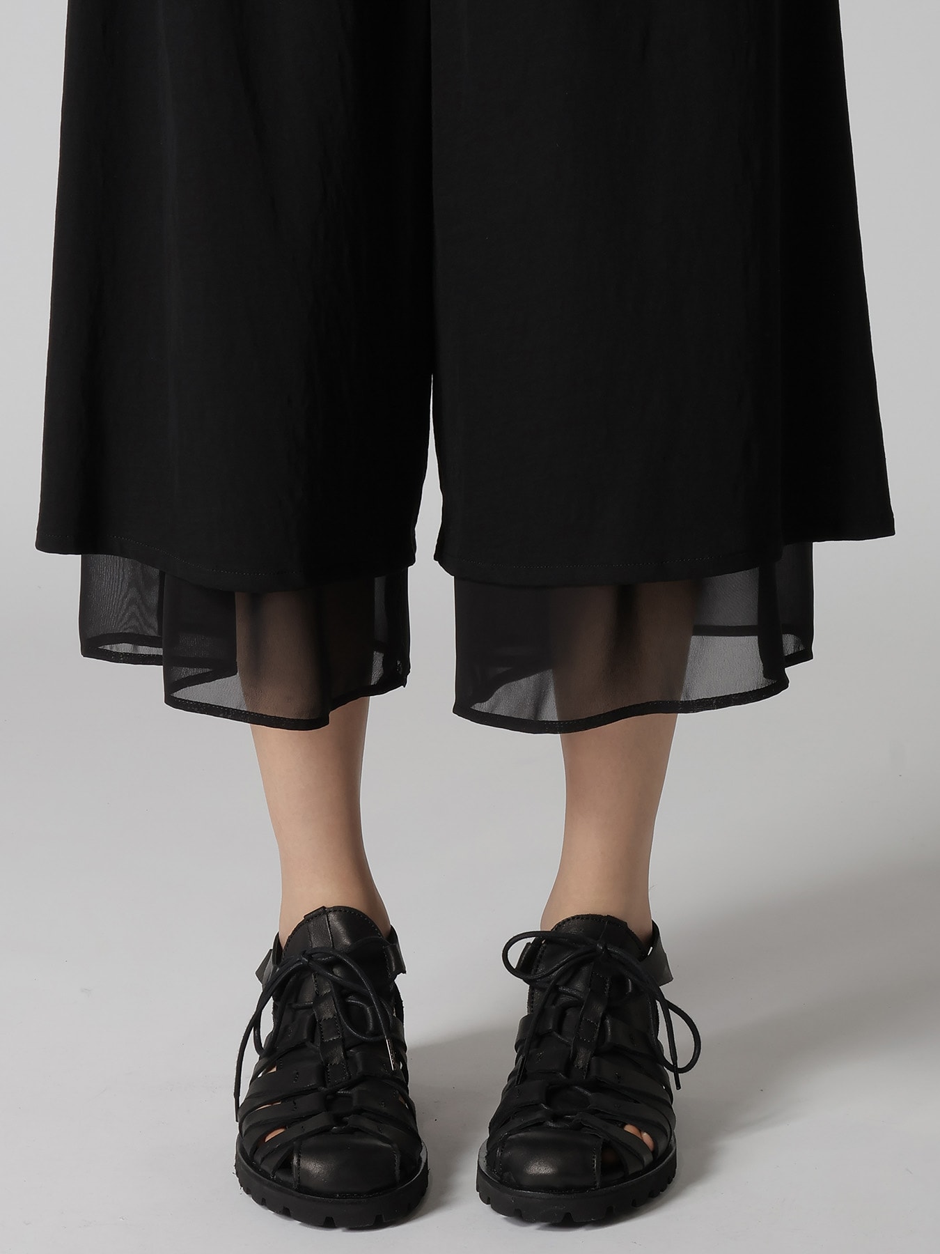 COTTON HARD TWISTED JERSEY GATHERED DOUBLE PANTS