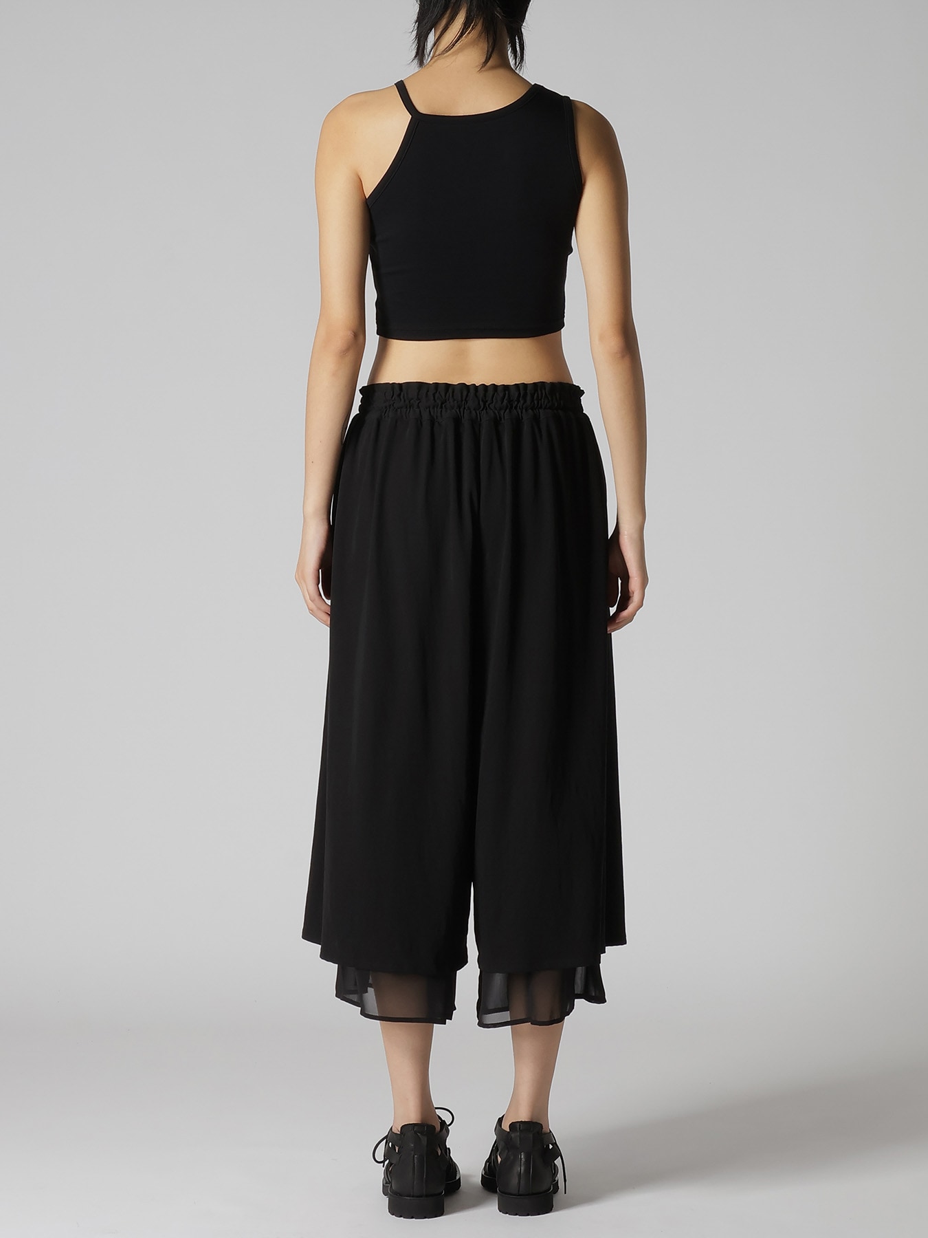 COTTON HARD TWISTED JERSEY GATHERED DOUBLE PANTS