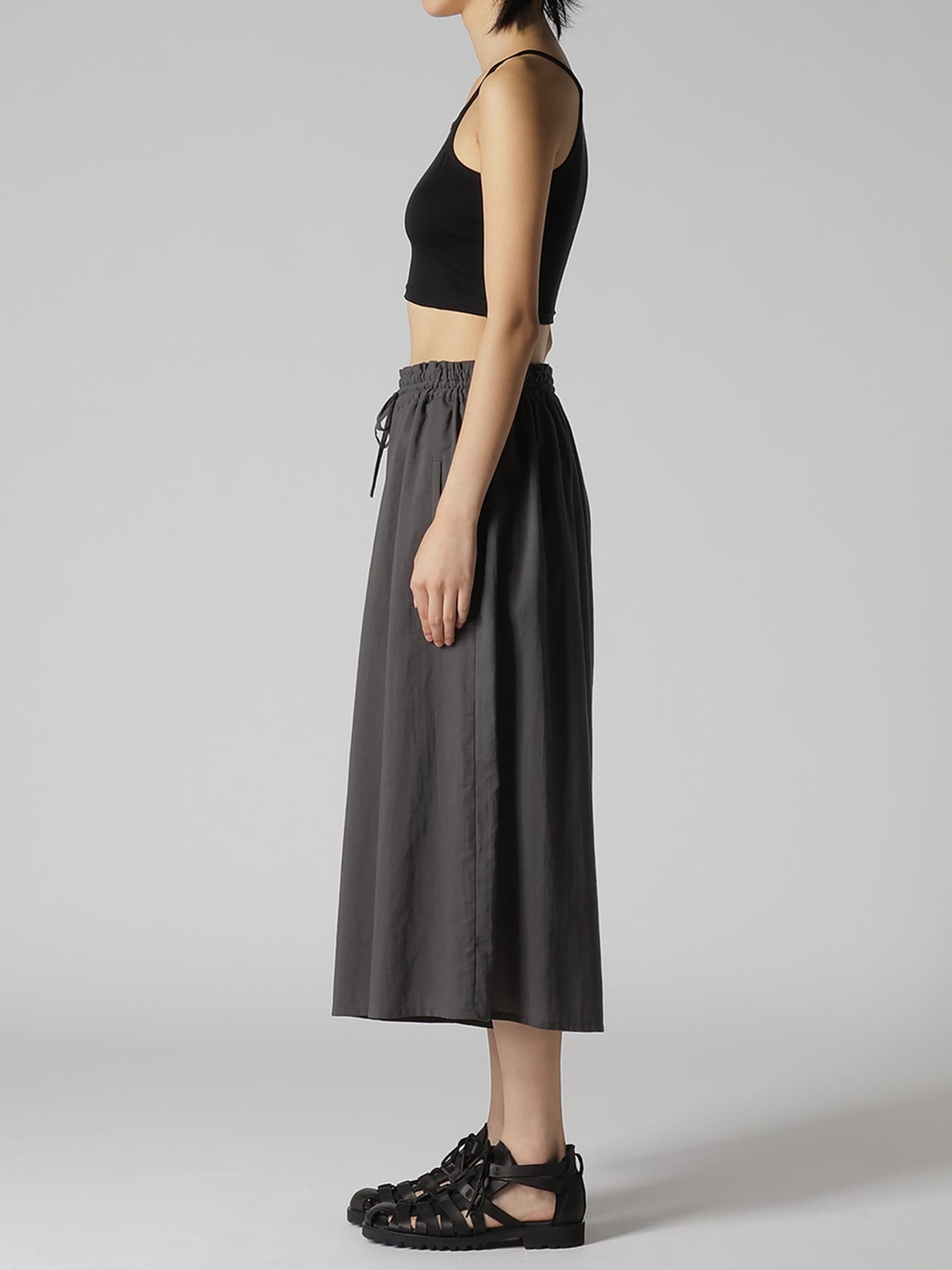 COTTON VOILE VIYELLA ASYMMETRIC GATHERED PANTS